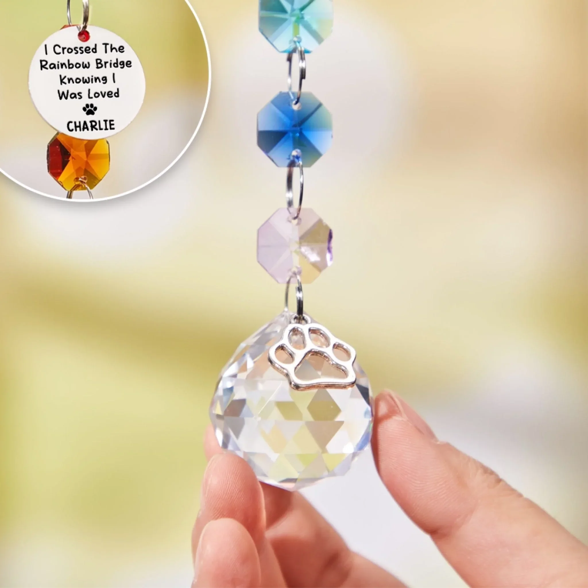 Forever In My Heart - Memorial Personalized Custom Rainbow Bridge Suncatcher - Sympathy Gift For Pet Owners, Pet Lovers