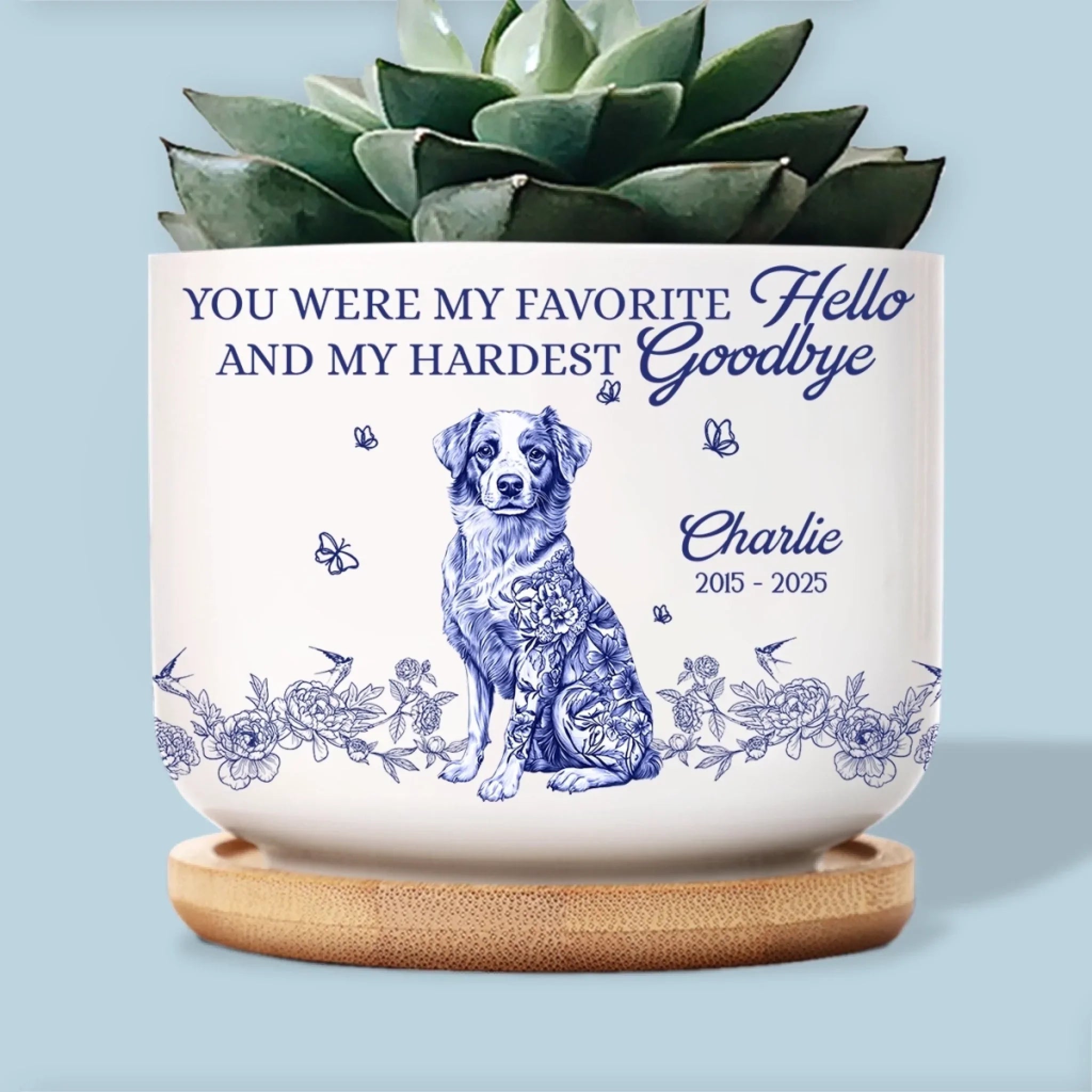 Home Decor Ceramic Plant Pot - Personalized Pet Memorial Gifts For Dogs - You Left Paw Prints On Our Hearts, Dog Memorial Gifts For Loss Of Dog, Pet Sympathy Gifts For Dogs