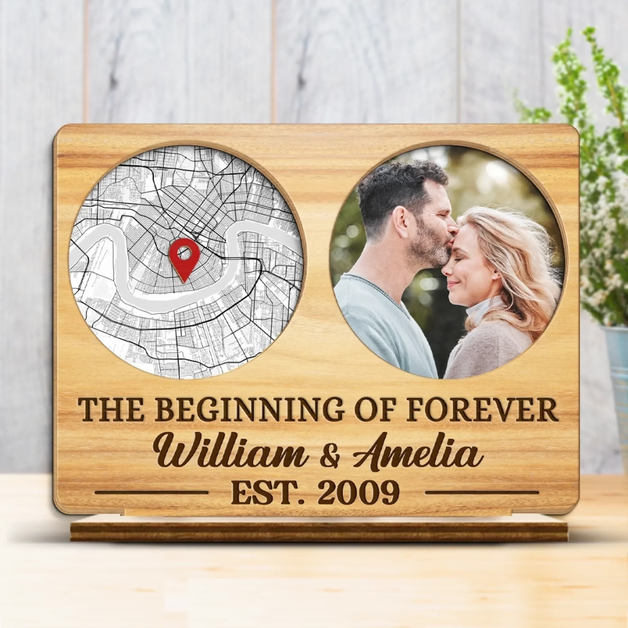 Custom Photo 2-Layered Wooden Plaque - Personalized Anniversary Wedding Gifts For Husband And Wife, Him And Her - Where It All Began
