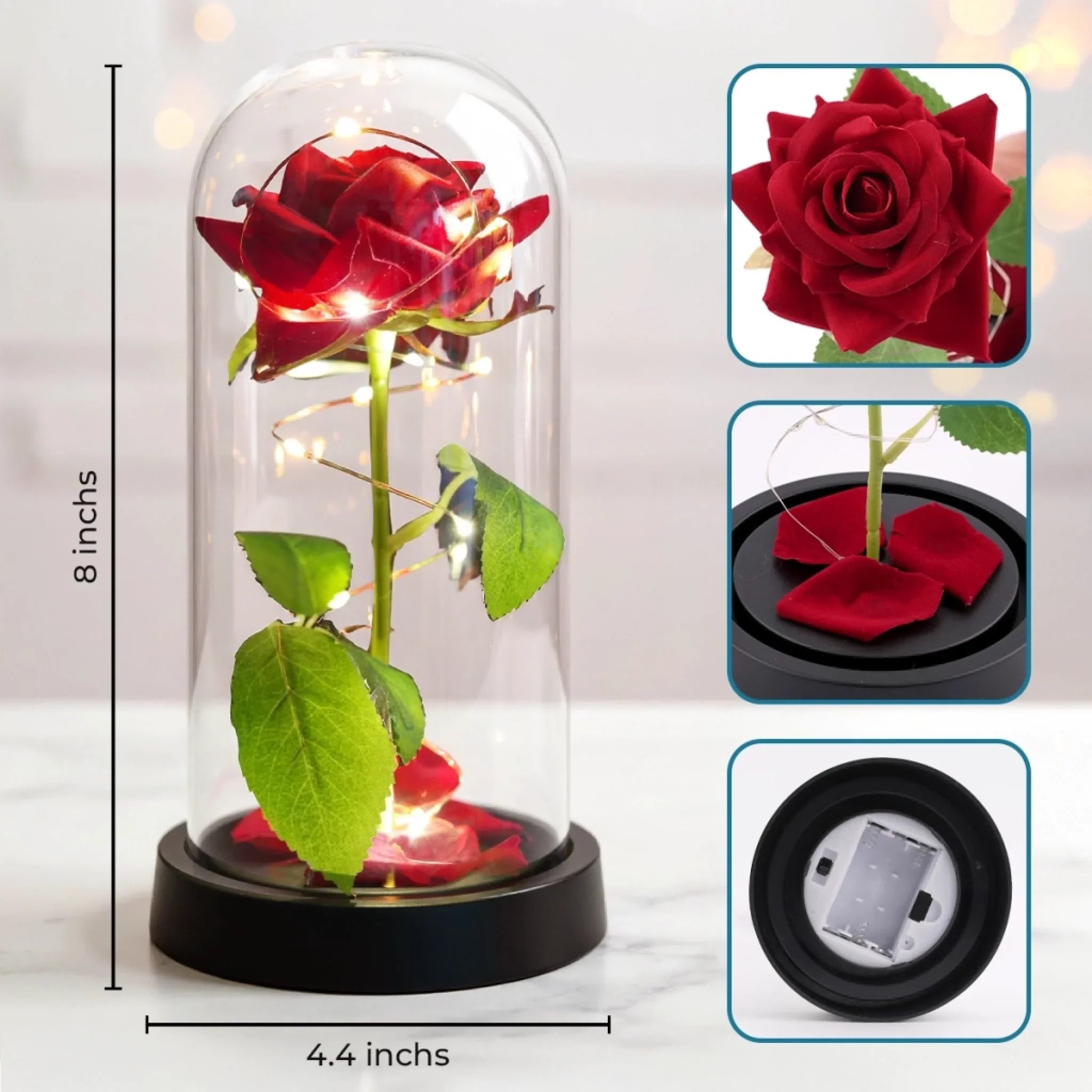 Custom Light Up Eternal Rose In Glass Dome - Personalized Anniversary Wedding Gifts For Husband And Wife, Him And Her - Forever Starts With You