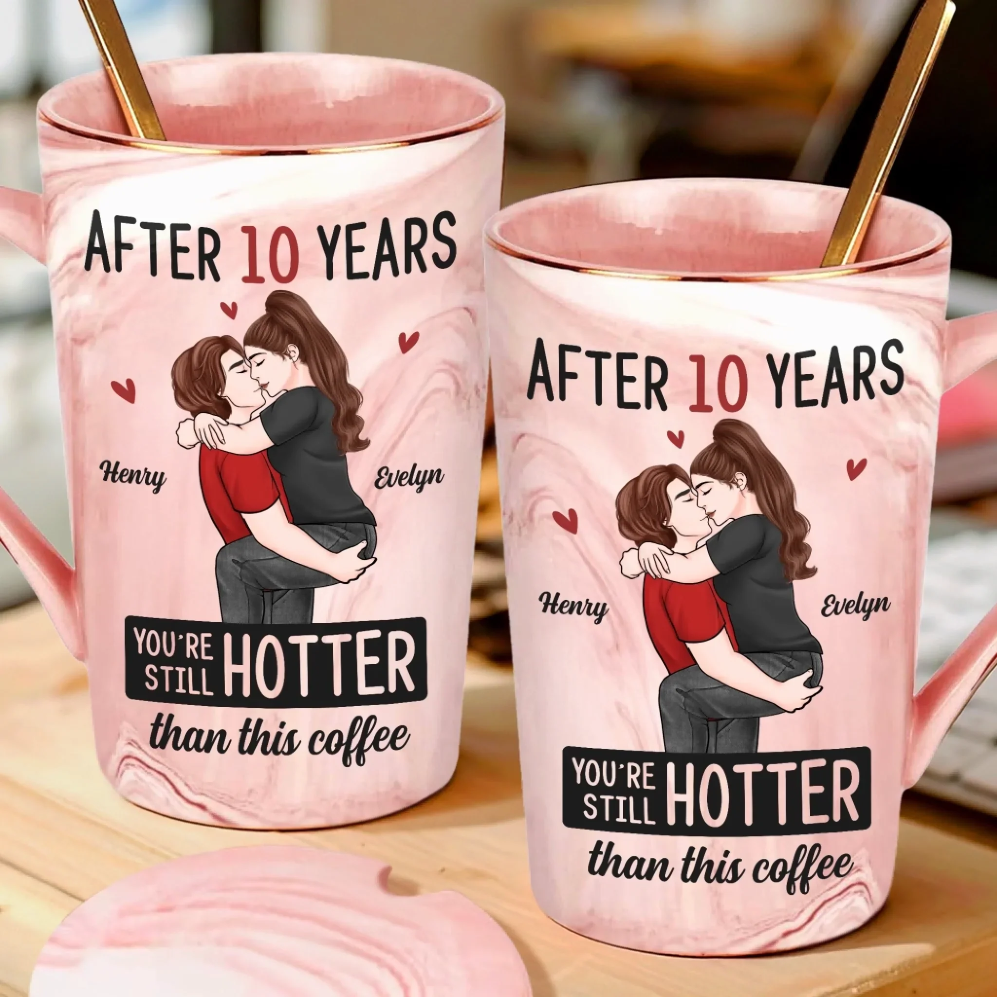 Custom 14oz Marble Mug - Personalized Anniversary Wedding Gifts For Husband And Wife, Him And Her - Hold Me Tight, Never Let Go