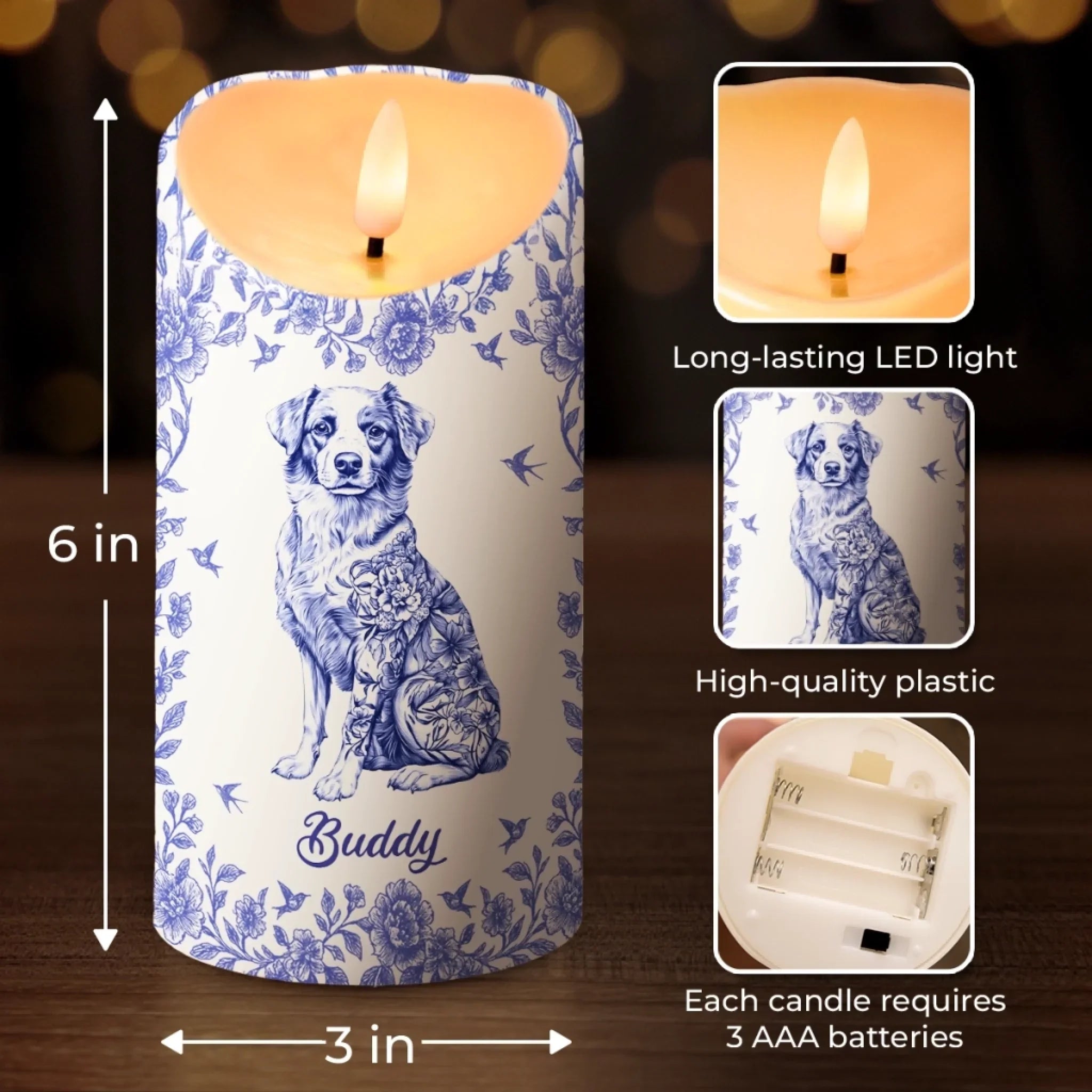 Custom LED Candle - Personalized Birthday Gifts For Dog Lovers, Dog Dad And Mom - Your Furry Friend Shines
