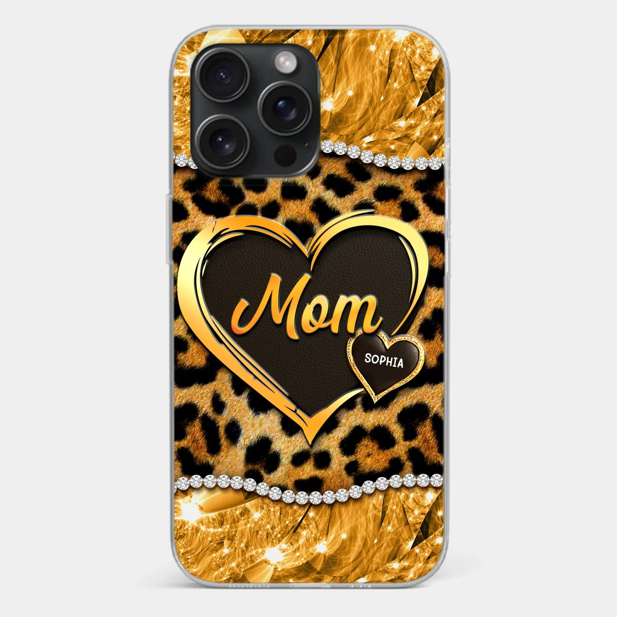 Custom 3D Inflated Effect Printed Clear Phone Case - Personalized Mother's Day Gifts For Mother, Grandmother - Shine Like A Diamond