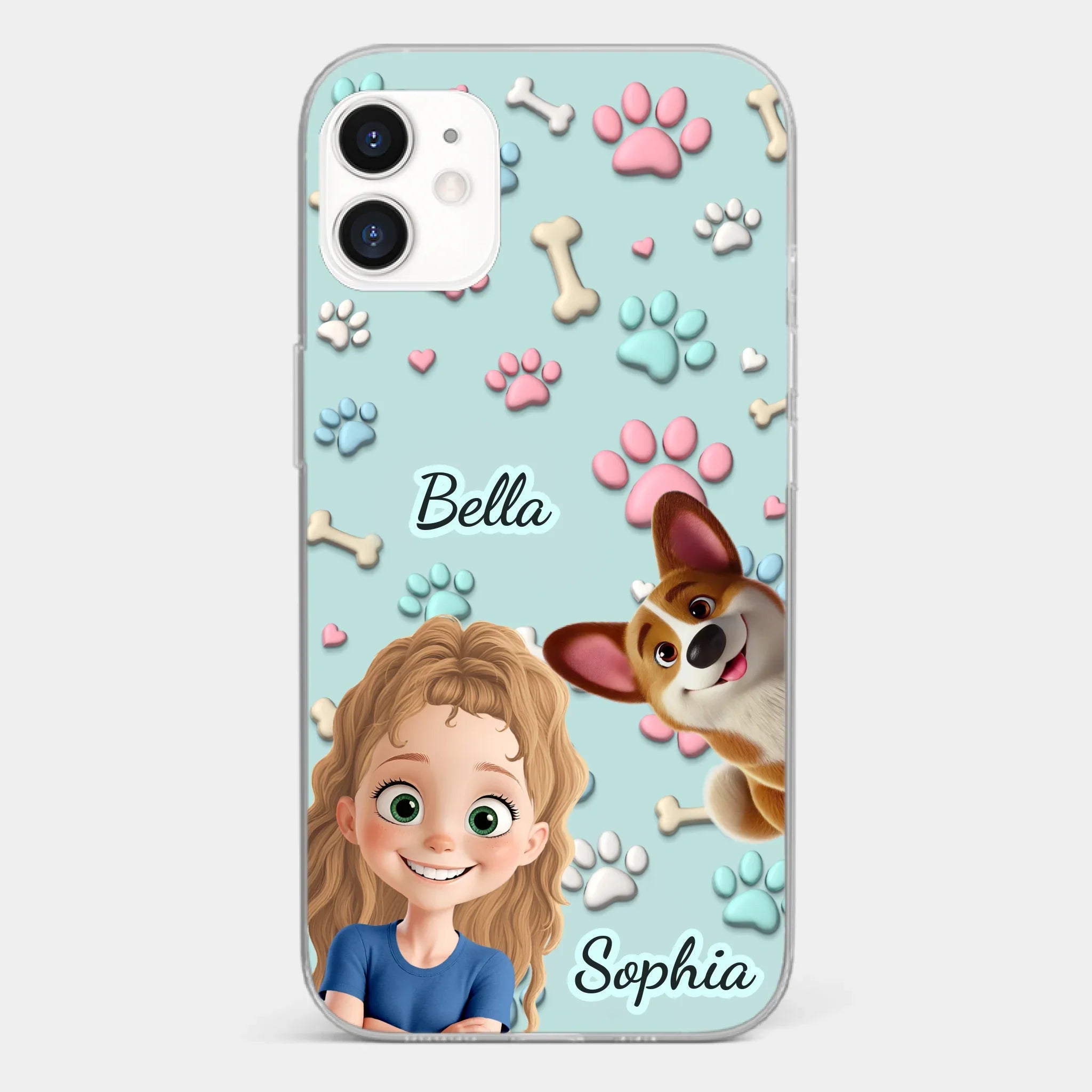 Custom 3D Inflated Effect Printed Clear Phone Case - Personalized Birthday Gifts For Dog Lovers, Dog Dad And Mom - Pawfect Moments Together