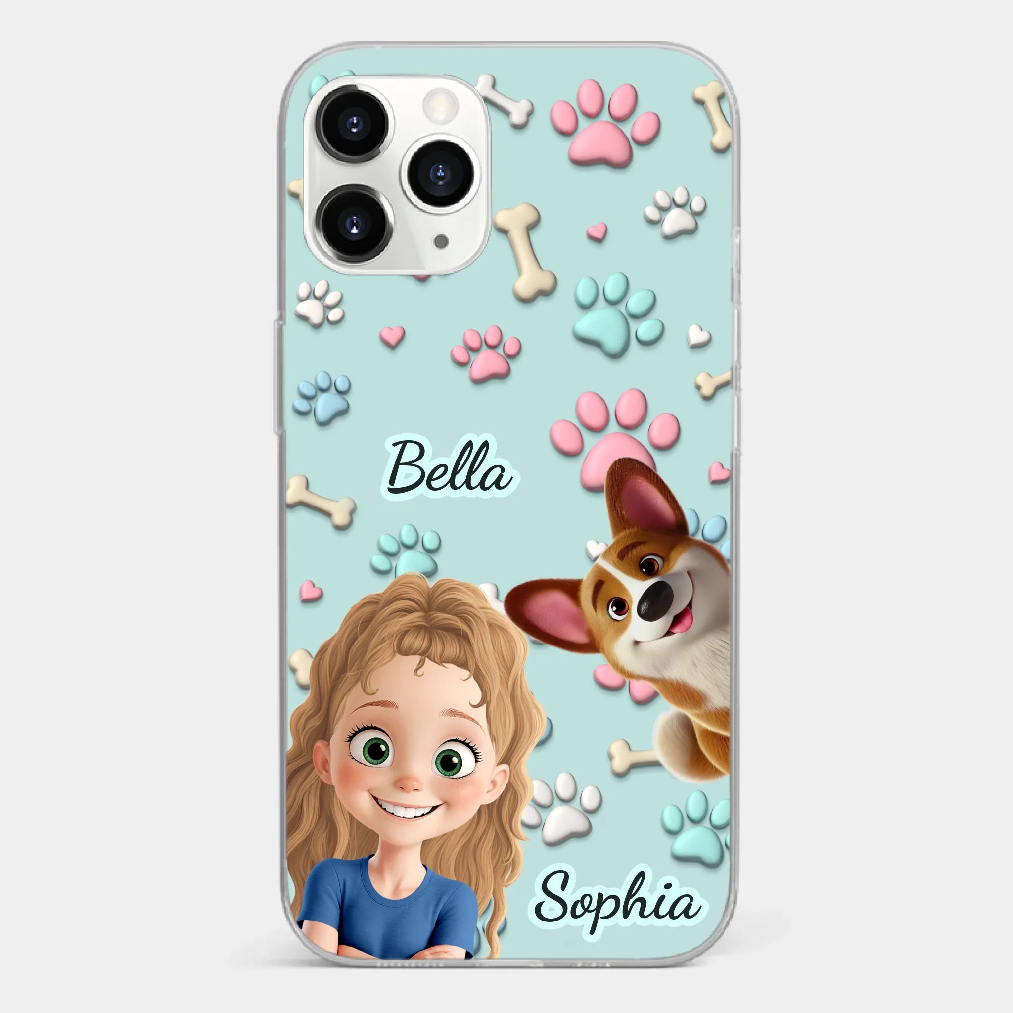 Custom 3D Inflated Effect Printed Clear Phone Case - Personalized Birthday Gifts For Dog Lovers, Dog Dad And Mom - Pawfect Moments Together