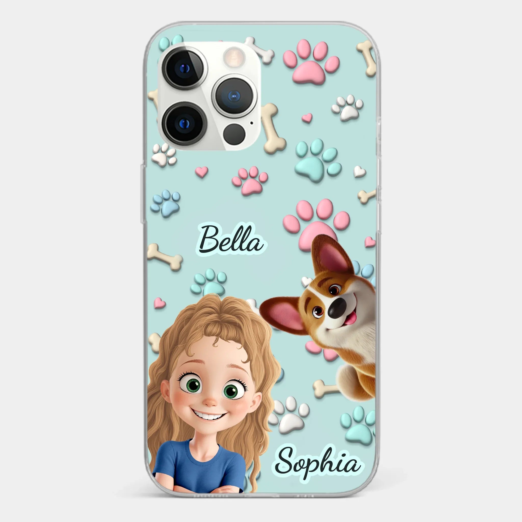 Custom 3D Inflated Effect Printed Clear Phone Case - Personalized Birthday Gifts For Dog Lovers, Dog Dad And Mom - Pawfect Moments Together
