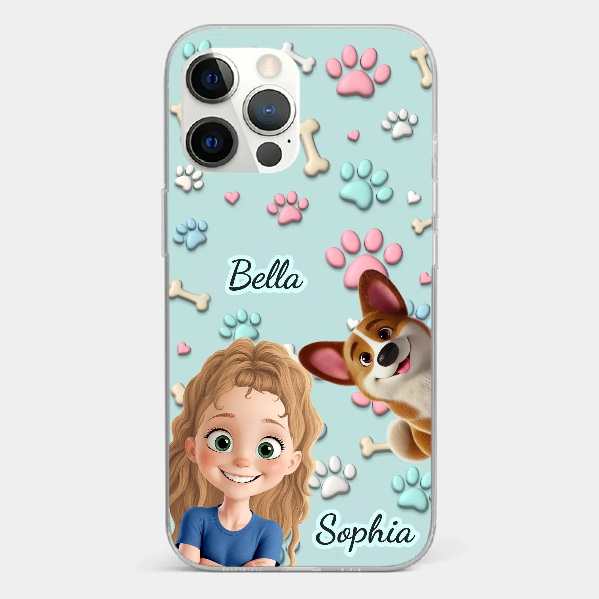 Custom 3D Inflated Effect Printed Clear Phone Case - Personalized Birthday Gifts For Dog Lovers, Dog Dad And Mom - Pawfect Moments Together