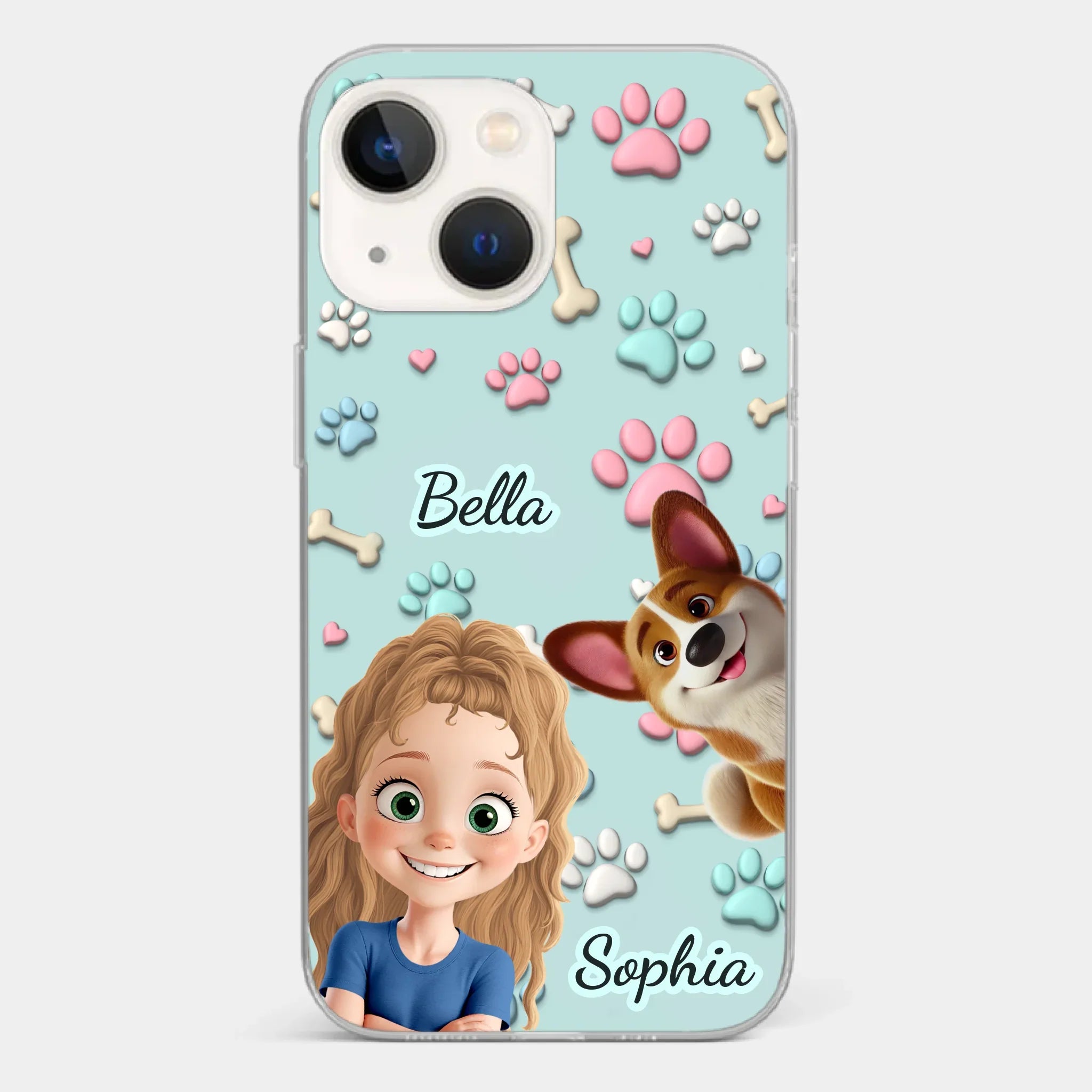 Custom 3D Inflated Effect Printed Clear Phone Case - Personalized Birthday Gifts For Dog Lovers, Dog Dad And Mom - Pawfect Moments Together
