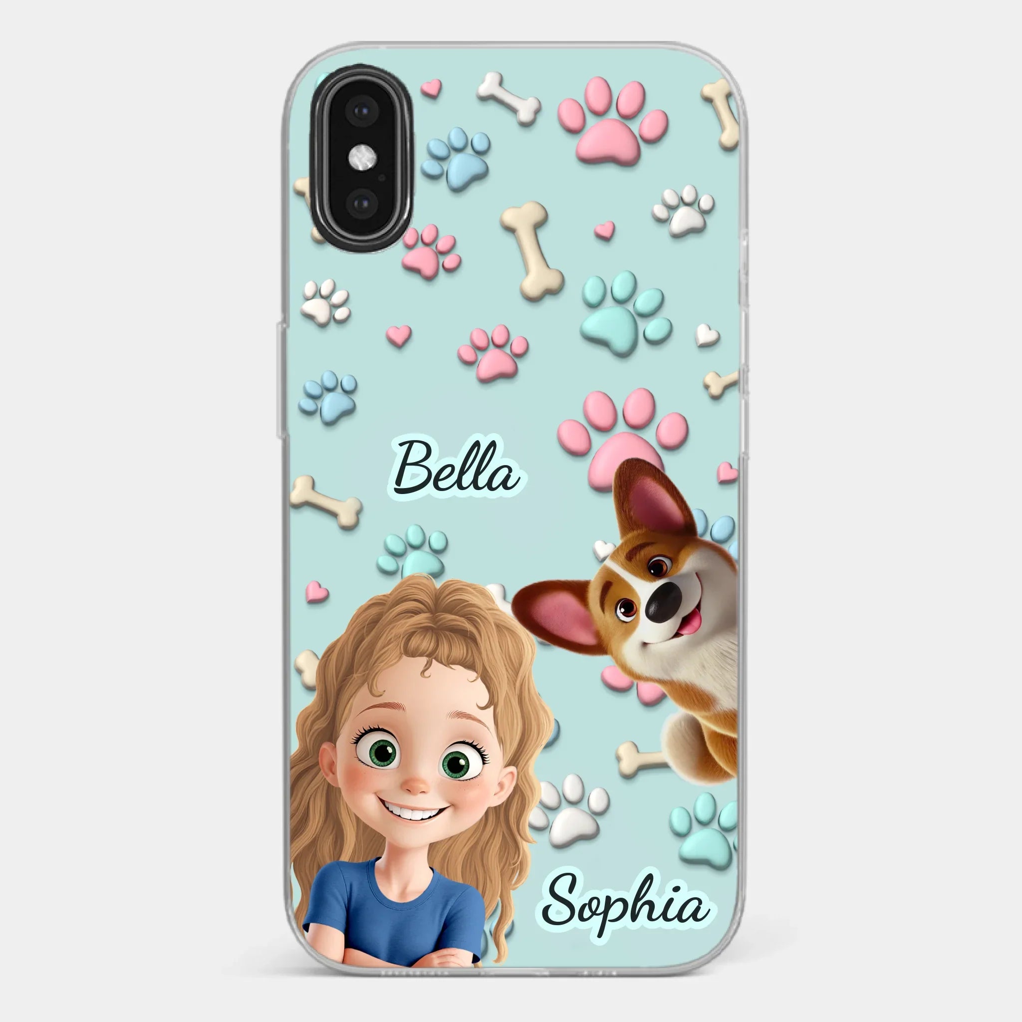 Custom 3D Inflated Effect Printed Clear Phone Case - Personalized Birthday Gifts For Dog Lovers, Dog Dad And Mom - Pawfect Moments Together