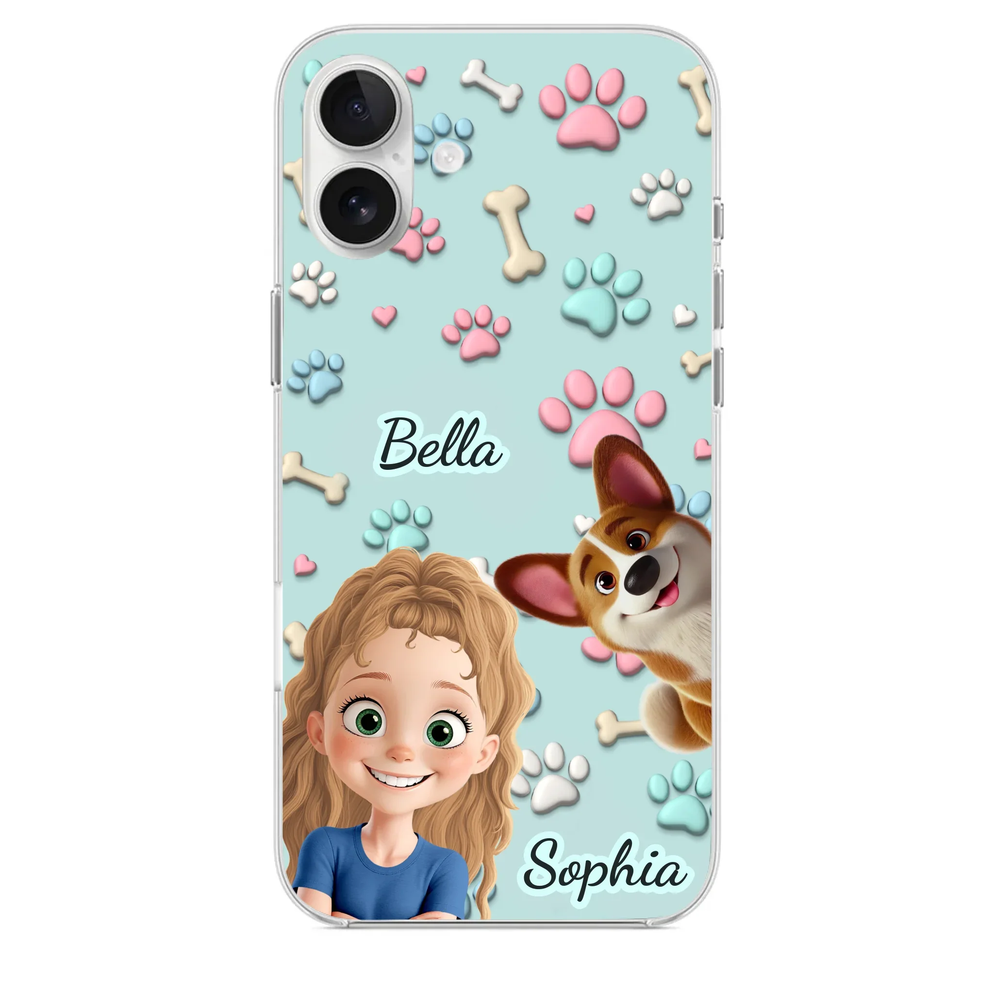 Custom 3D Inflated Effect Printed Clear Phone Case - Personalized Birthday Gifts For Dog Lovers, Dog Dad And Mom - Pawfect Moments Together