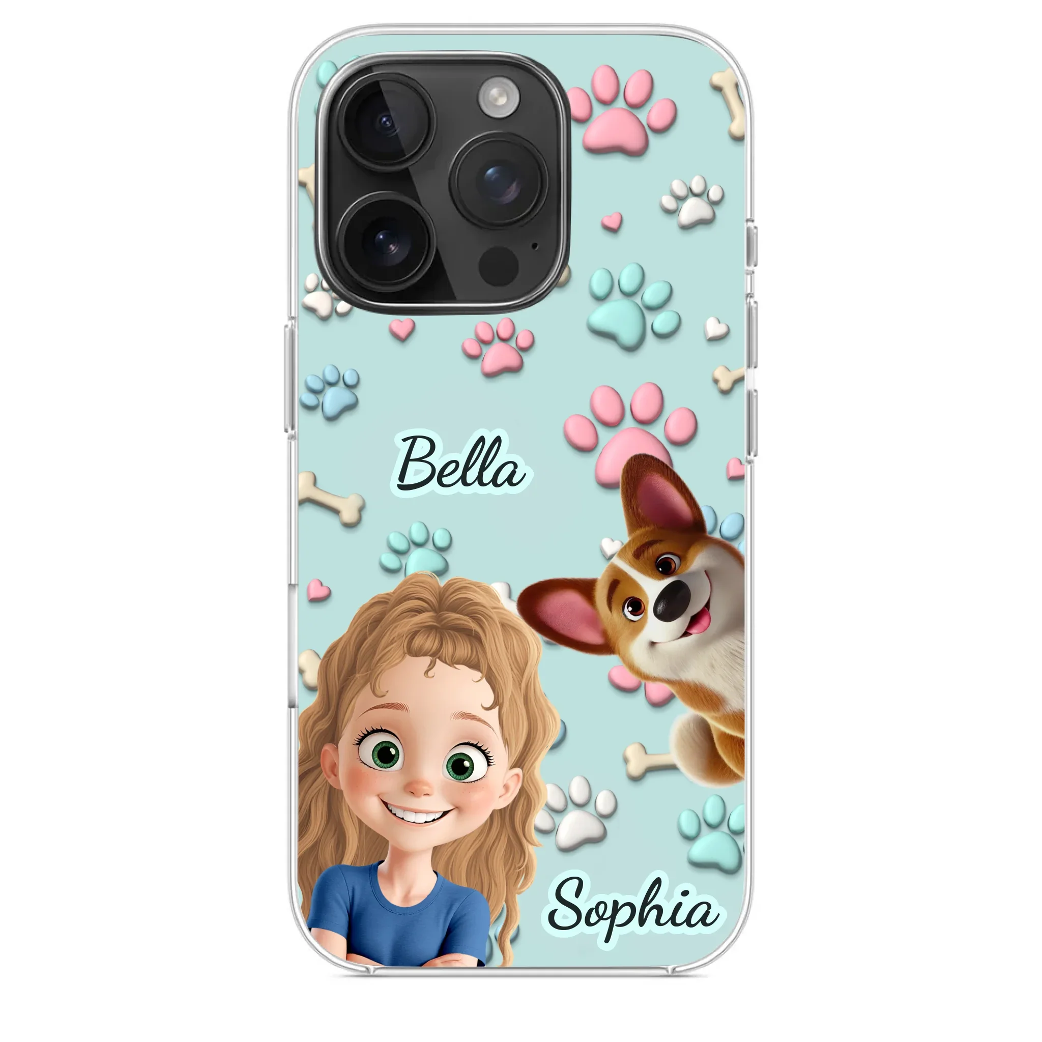 Custom 3D Inflated Effect Printed Clear Phone Case - Personalized Birthday Gifts For Dog Lovers, Dog Dad And Mom - Pawfect Moments Together