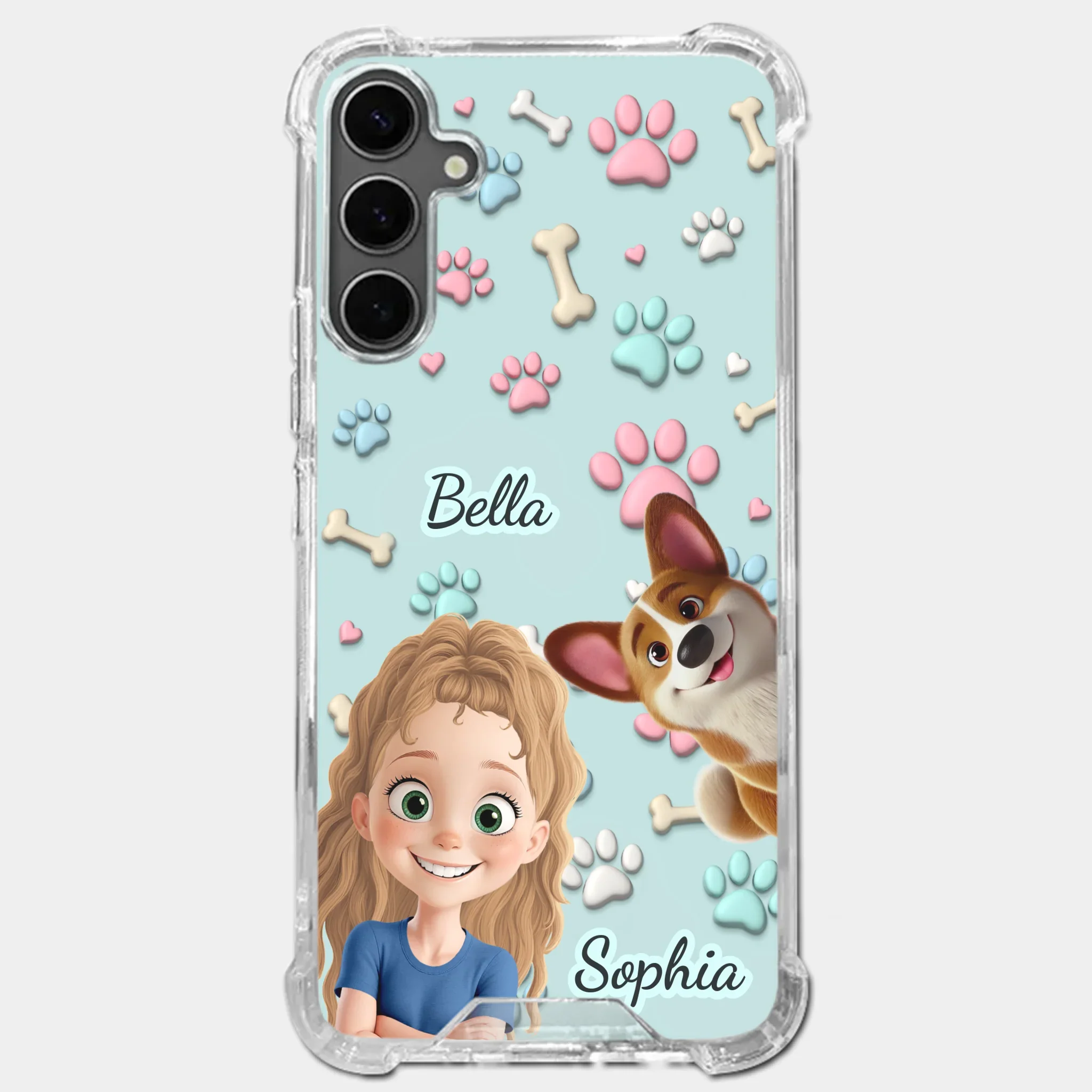 Custom 3D Inflated Effect Printed Clear Phone Case - Personalized Birthday Gifts For Dog Lovers, Dog Dad And Mom - Pawfect Moments Together