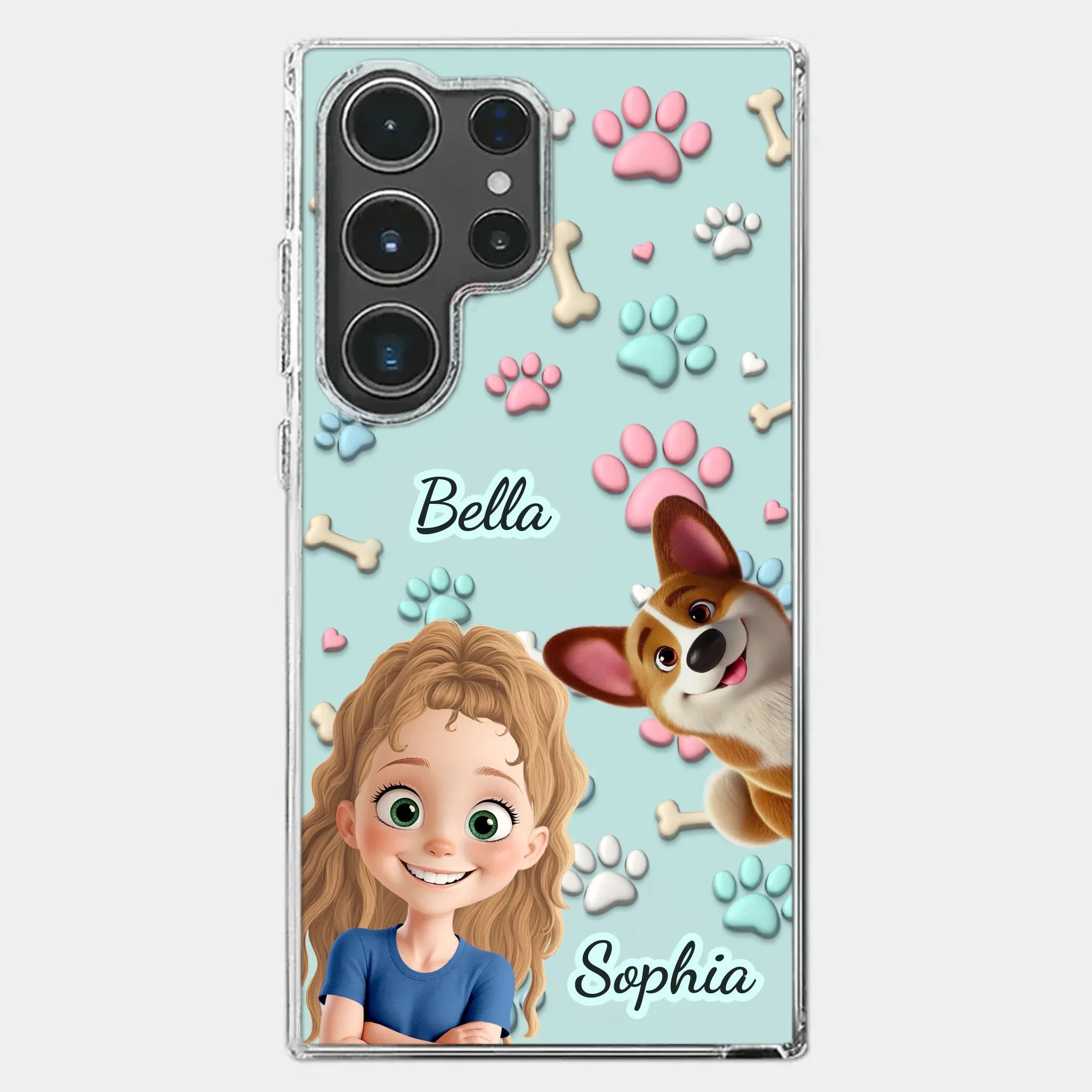 Custom 3D Inflated Effect Printed Clear Phone Case - Personalized Birthday Gifts For Dog Lovers, Dog Dad And Mom - Pawfect Moments Together