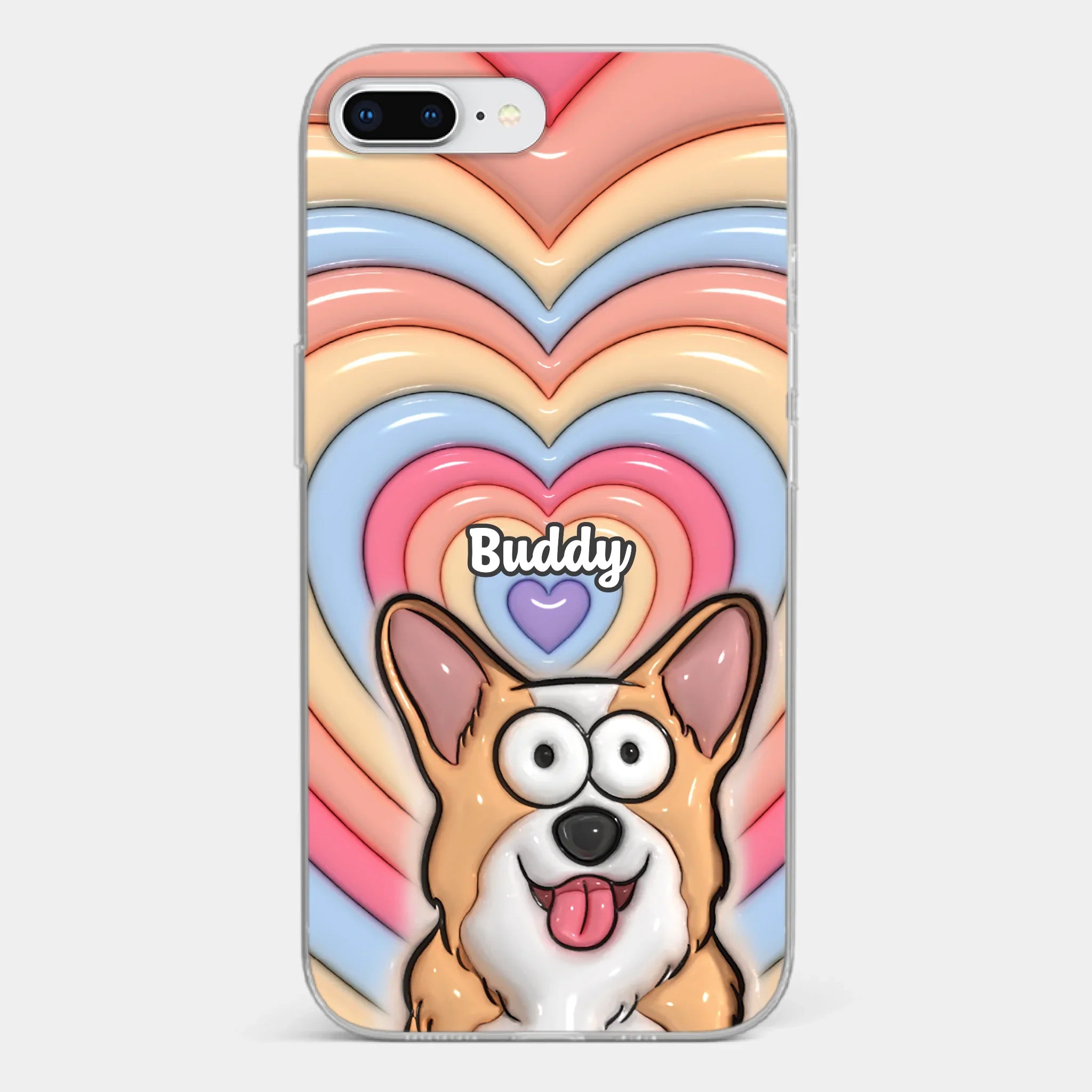 Custom 3D Inflated Effect Printed Clear Phone Case - Personalized Birthday Gifts For Dog Cat Lovers, Dog Dad And Mom, Cat Owners - Cute Pets, Happy Hearts
