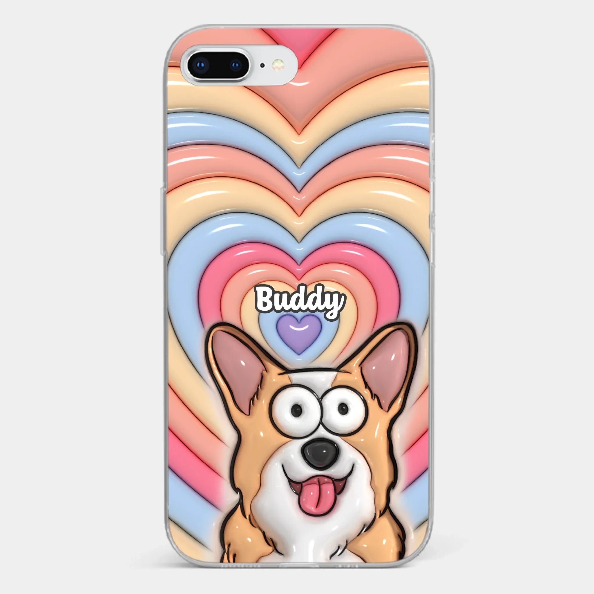 Custom 3D Inflated Effect Printed Clear Phone Case - Personalized Birthday Gifts For Dog Cat Lovers, Dog Dad And Mom, Cat Owners - Cute Pets, Happy Hearts