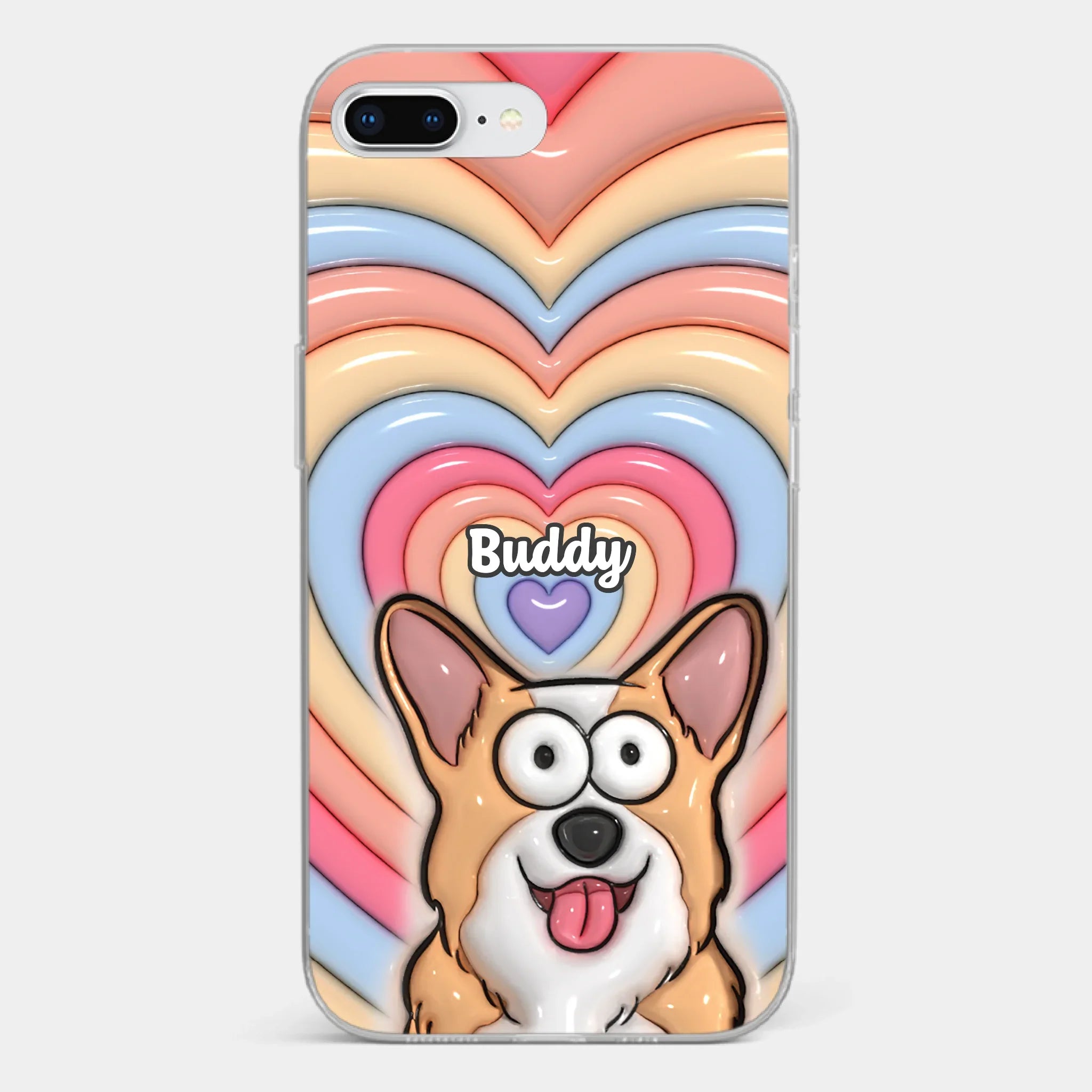 Custom 3D Inflated Effect Printed Clear Phone Case - Personalized Birthday Gifts For Dog Cat Lovers, Dog Dad And Mom, Cat Owners - Cute Pets, Happy Hearts