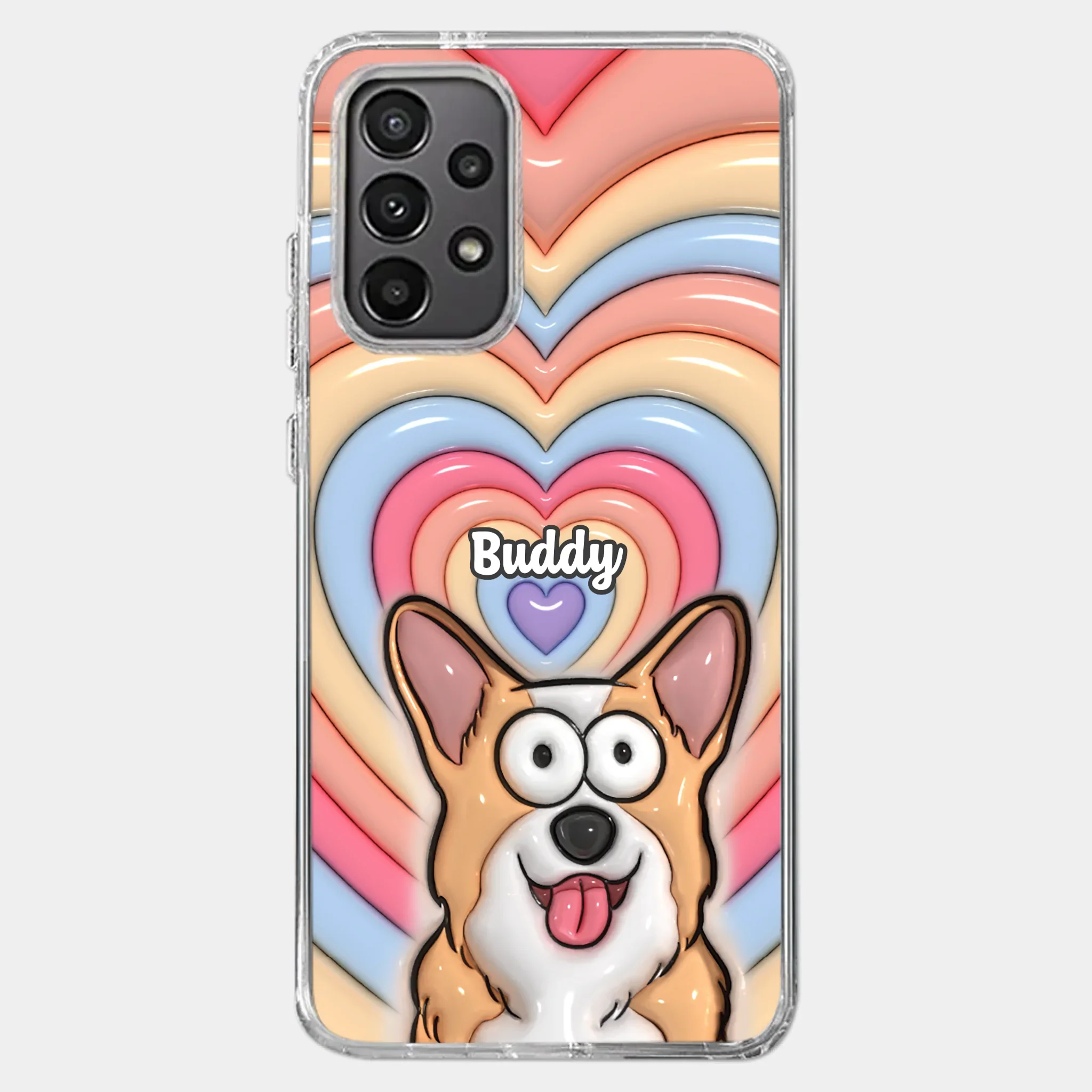Custom 3D Inflated Effect Printed Clear Phone Case - Personalized Birthday Gifts For Dog Cat Lovers, Dog Dad And Mom, Cat Owners - Cute Pets, Happy Hearts
