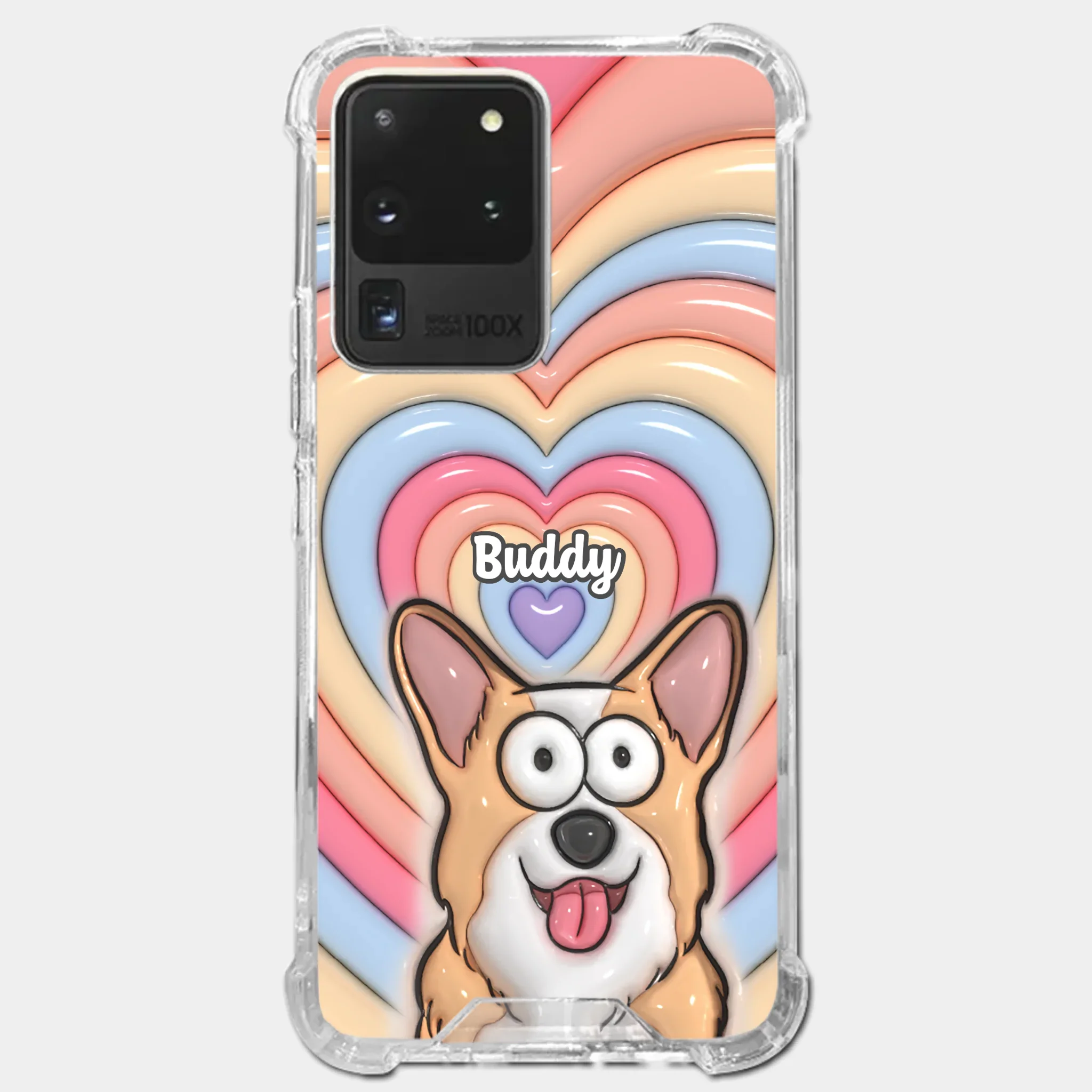 Custom 3D Inflated Effect Printed Clear Phone Case - Personalized Birthday Gifts For Dog Cat Lovers, Dog Dad And Mom, Cat Owners - Cute Pets, Happy Hearts
