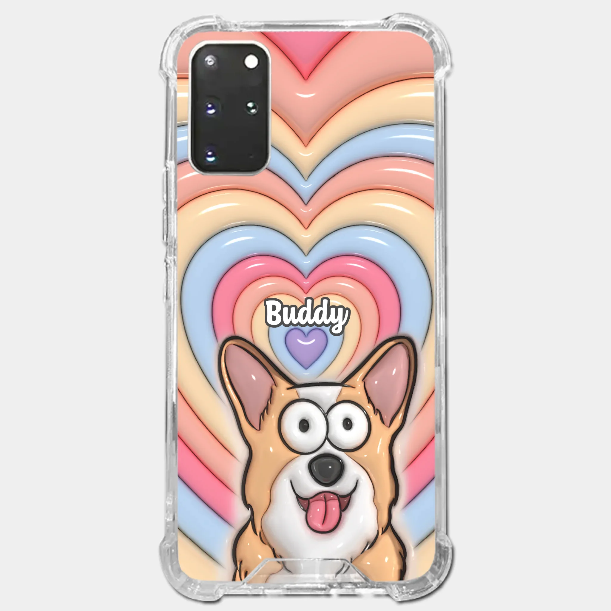 Custom 3D Inflated Effect Printed Clear Phone Case - Personalized Birthday Gifts For Dog Cat Lovers, Dog Dad And Mom, Cat Owners - Cute Pets, Happy Hearts