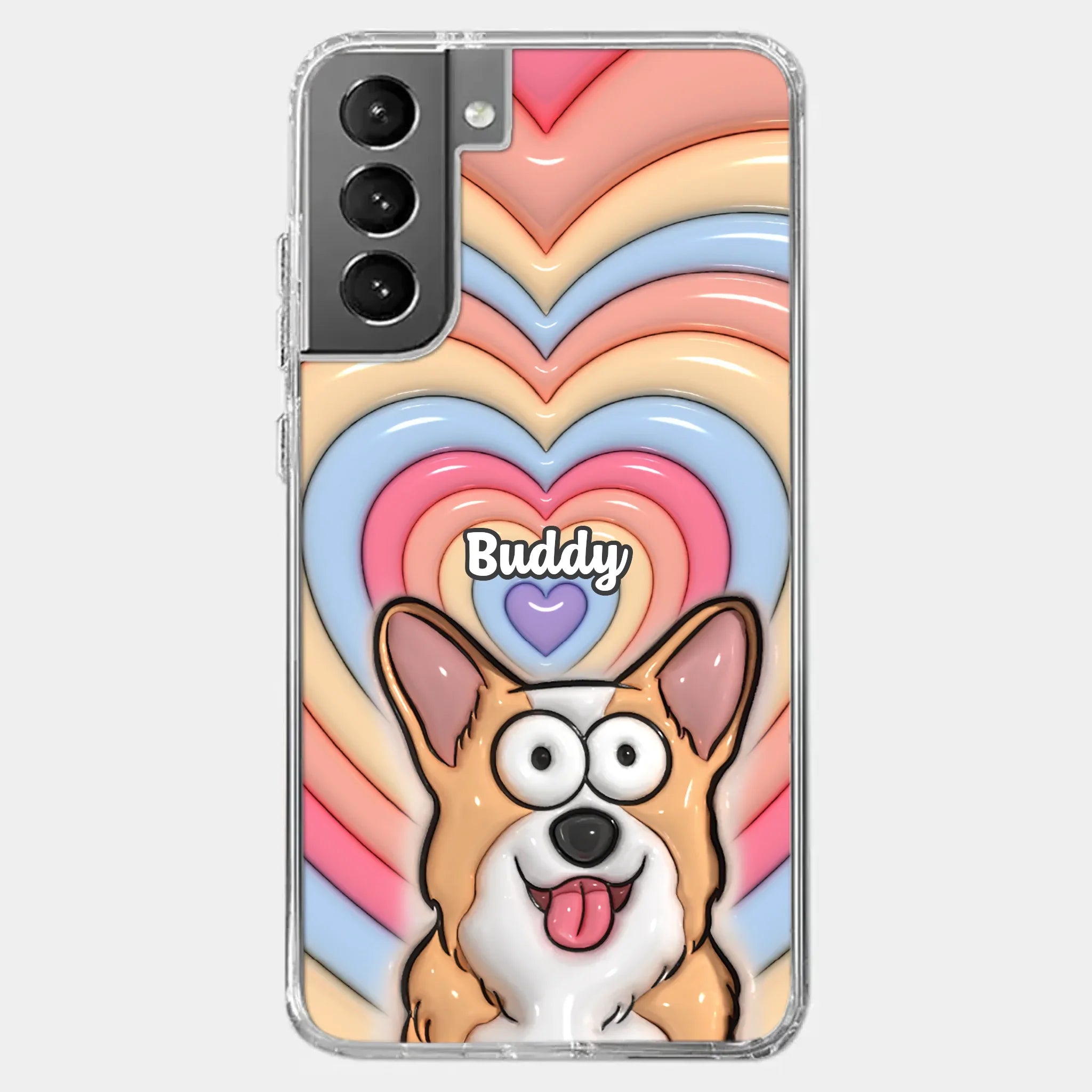 Custom 3D Inflated Effect Printed Clear Phone Case - Personalized Birthday Gifts For Dog Cat Lovers, Dog Dad And Mom, Cat Owners - Cute Pets, Happy Hearts