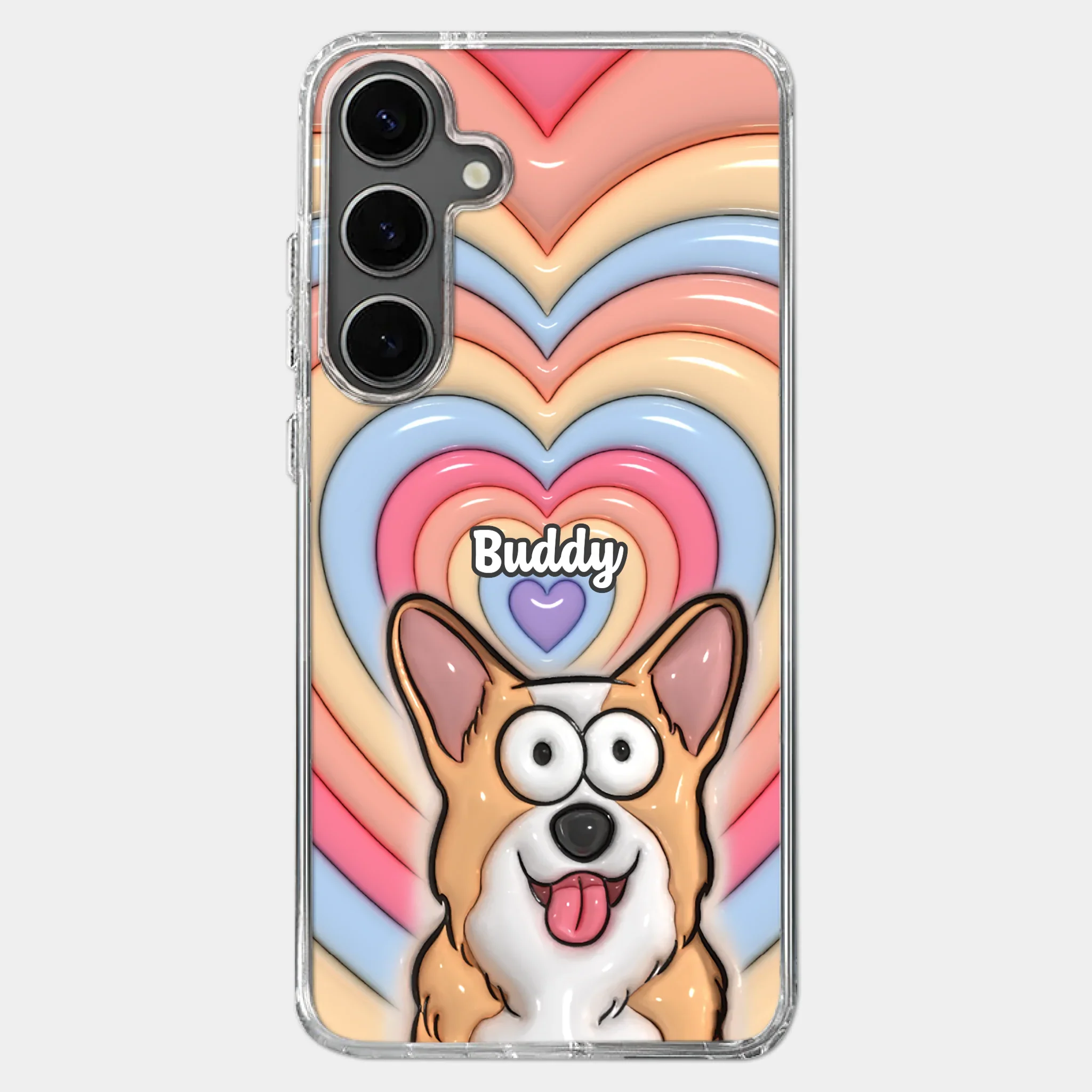 Custom 3D Inflated Effect Printed Clear Phone Case - Personalized Birthday Gifts For Dog Cat Lovers, Dog Dad And Mom, Cat Owners - Cute Pets, Happy Hearts