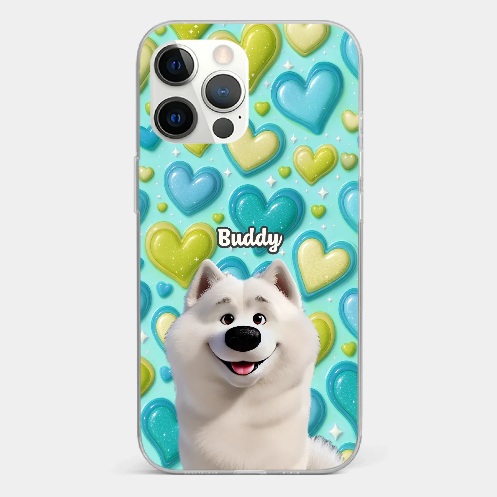 Custom 3D Inflated Effect Printed Clear Phone Case - Personalized Birthday Gifts For Dog Lovers, Dog Dad And Mom - Surrounded By Your Love