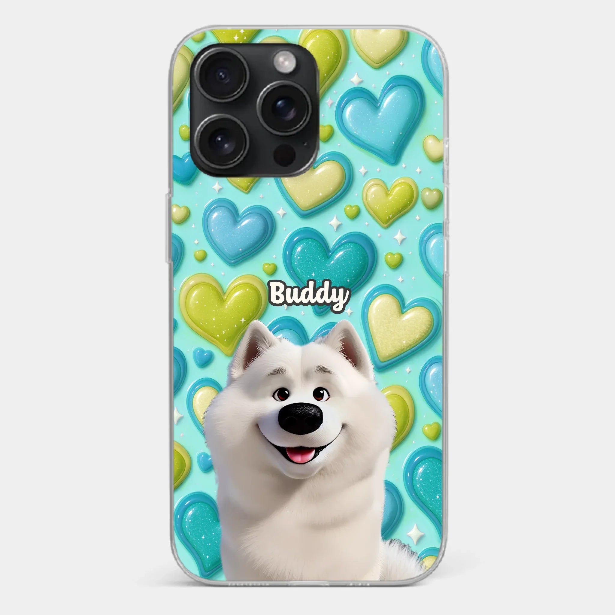 Custom 3D Inflated Effect Printed Clear Phone Case - Personalized Birthday Gifts For Dog Lovers, Dog Dad And Mom - Surrounded By Your Love