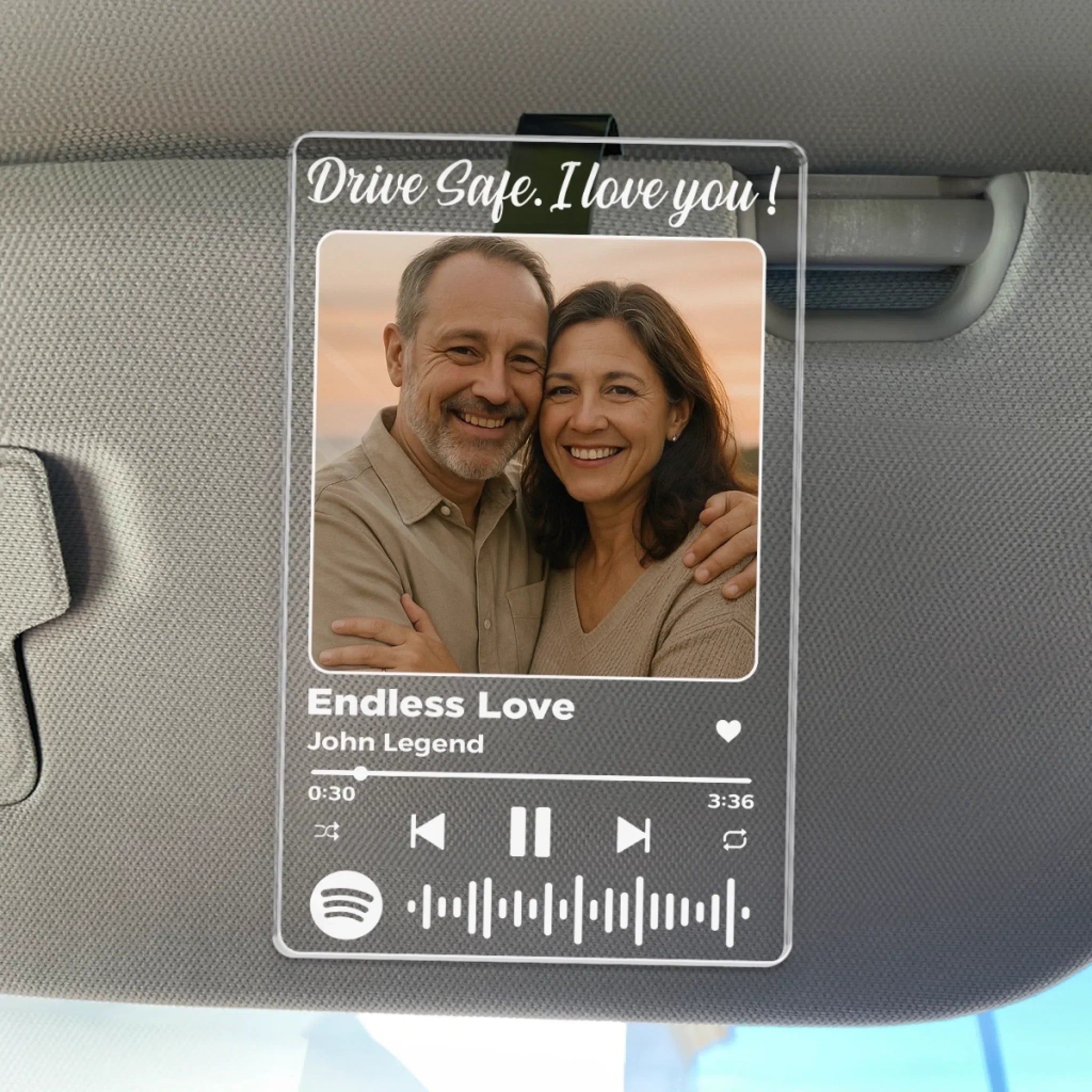 Custom Photo Acrylic Car Visor Clip - Personalized Anniversary Wedding Gifts For Husband And Wife, Him And Her - Love Is Our Foundation
