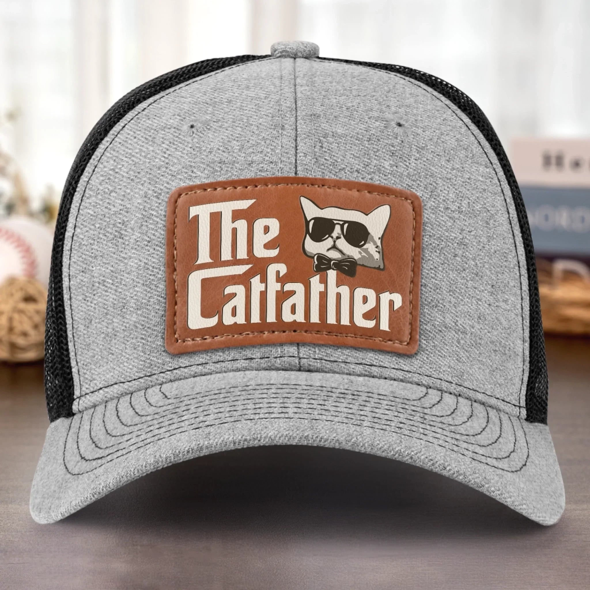 Leather Patch Hat -  Birthday Gifts For Cat Lovers, Cat Dad - The Catfather