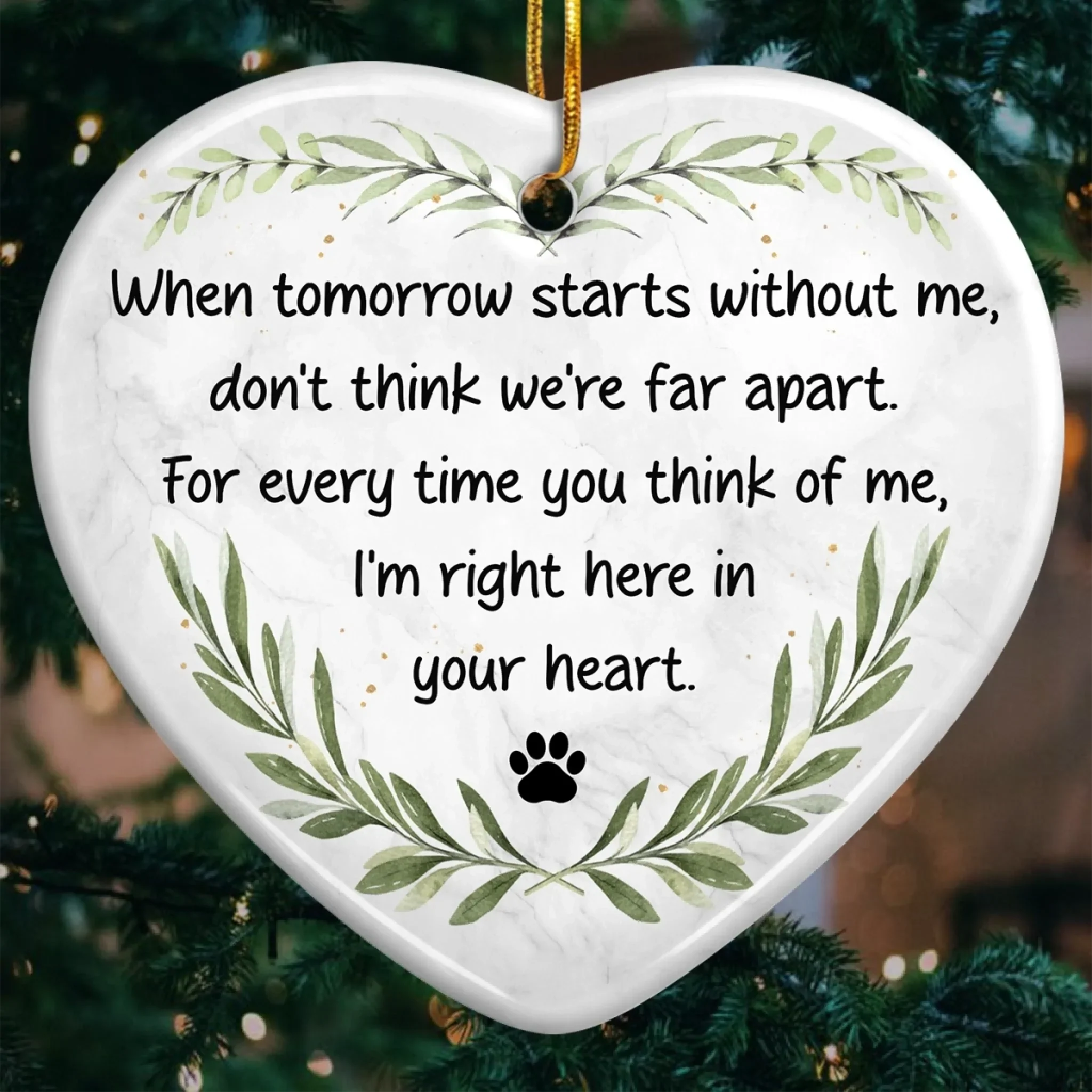 Ornament - Ceramic Heart Shaped - Christmas Memorial Sympathy Gifts For Dogs, Cats - Love Never Fades