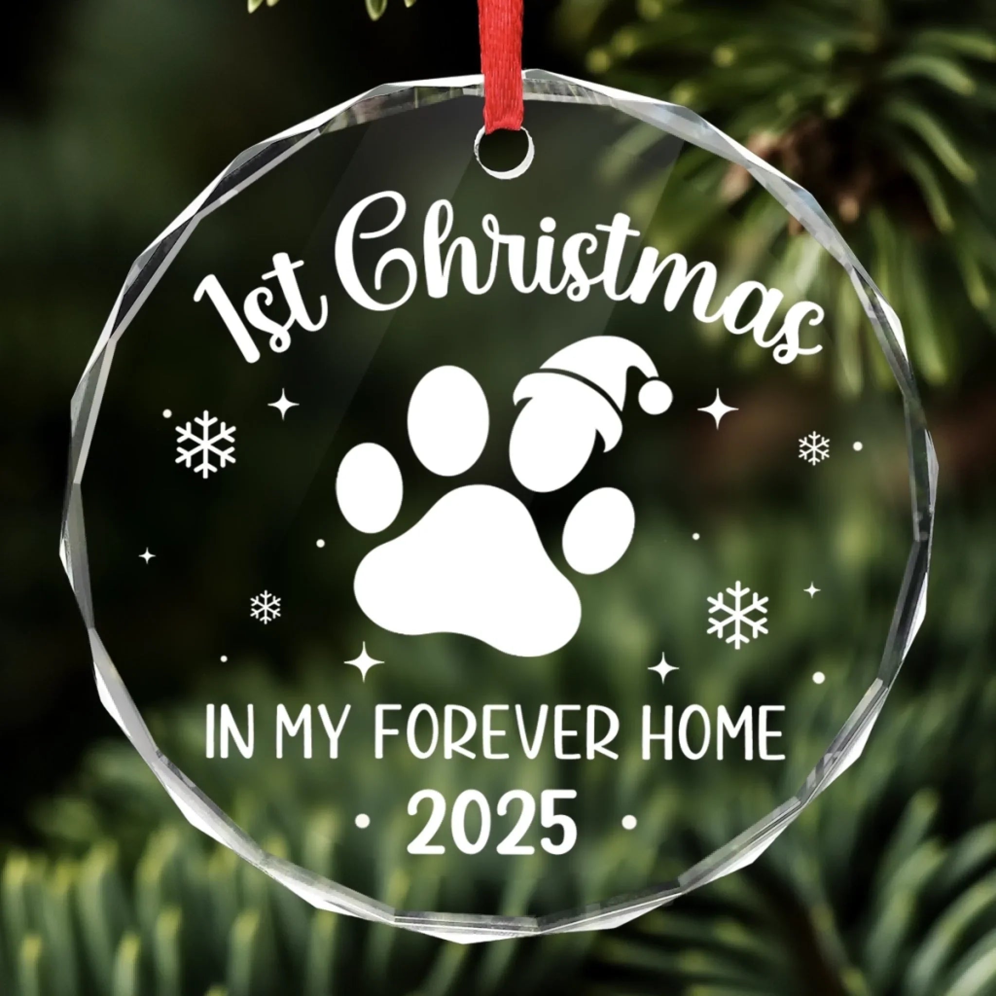 Circle Glass Ornament - Christmas Birthday Gifts For Dog Cat Lovers, Dog Dad And Mom, Cat Owners - My First Christmas At Home