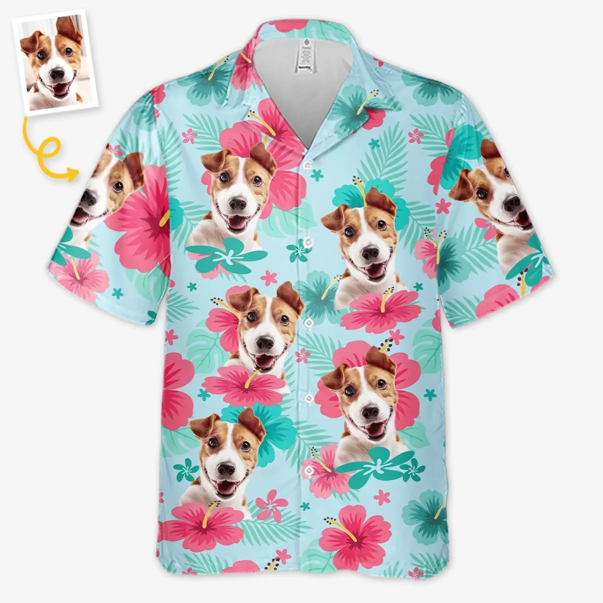 Custom Photo Unisex Tropical Hawaiian Aloha Shirt - Personalized Summer Vacation And Travel Gifts For Dog Cat Lovers, Dog Dad And Mom, Cat Owners - Summer With My Fur Buddy