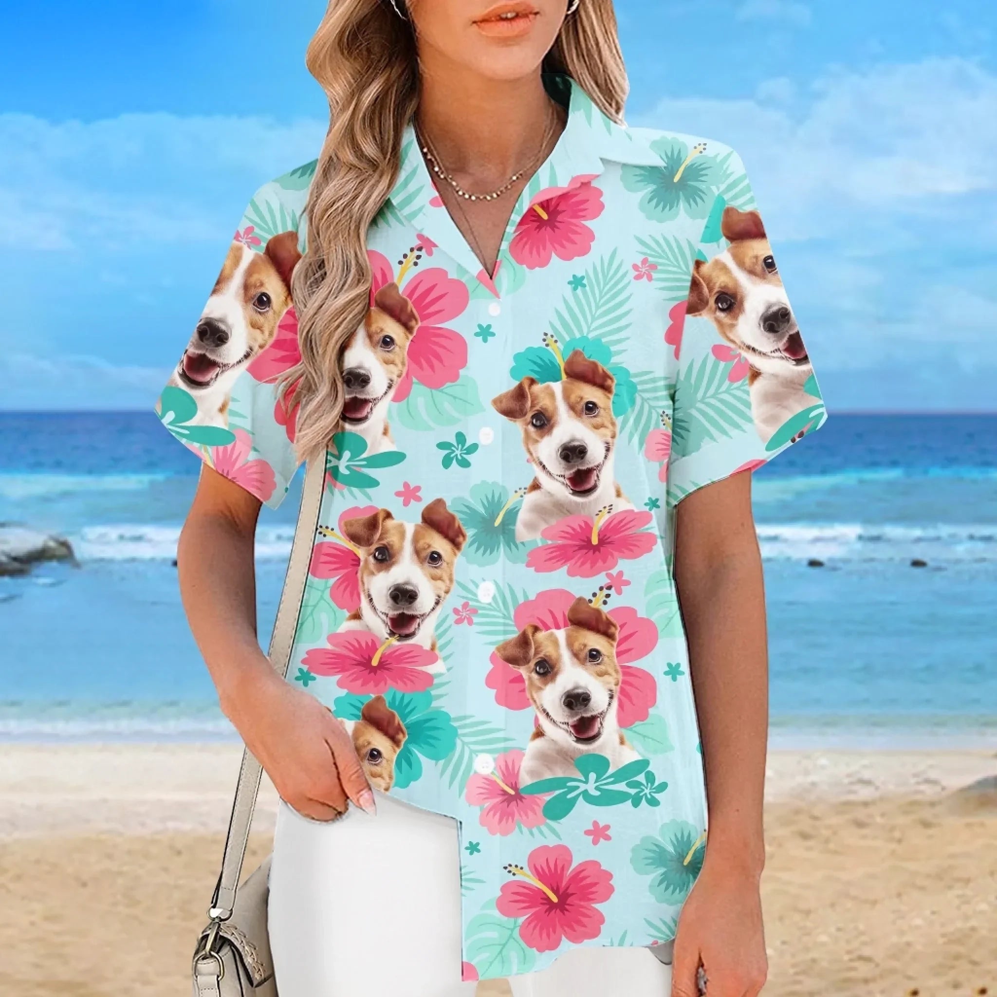 Custom Photo Unisex Tropical Hawaiian Aloha Shirt - Personalized Summer Vacation And Travel Gifts For Dog Cat Lovers, Dog Dad And Mom, Cat Owners - Summer With My Fur Buddy