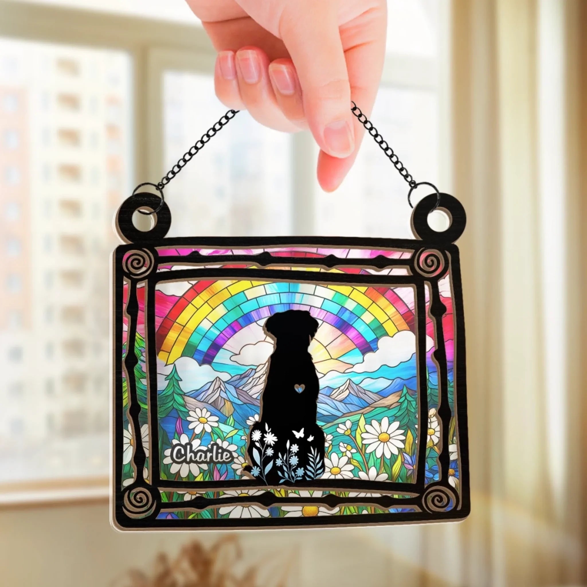 Custom Window Hanging Suncatcher Ornament - Personalized Pet Memorial Gifts For Dogs - Heart Full Of Memories