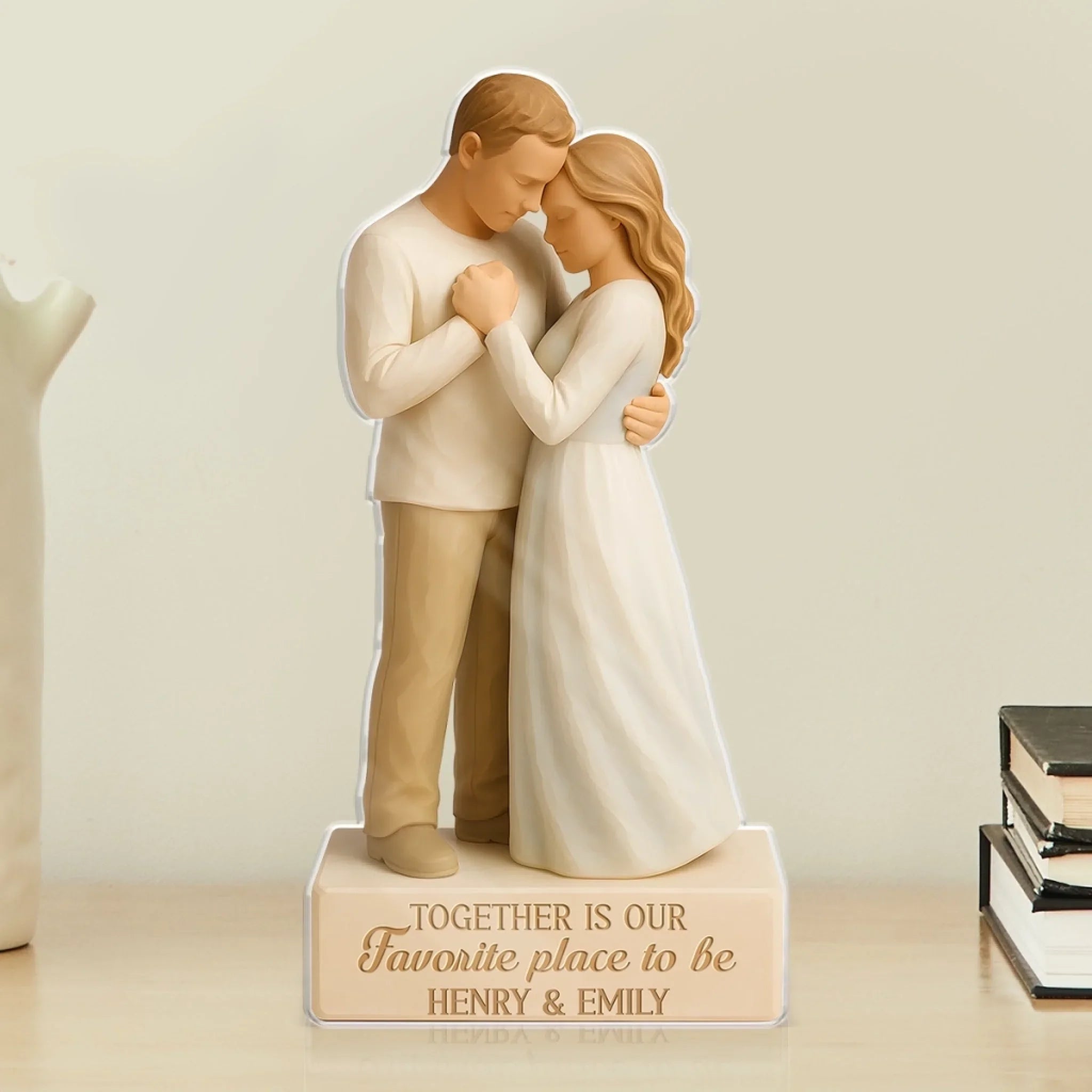 Custom Shaped Acrylic Plaque - Personalized Anniversary Wedding Gifts For Husband And Wife, Him And Her - Our Story, Our Happy Place