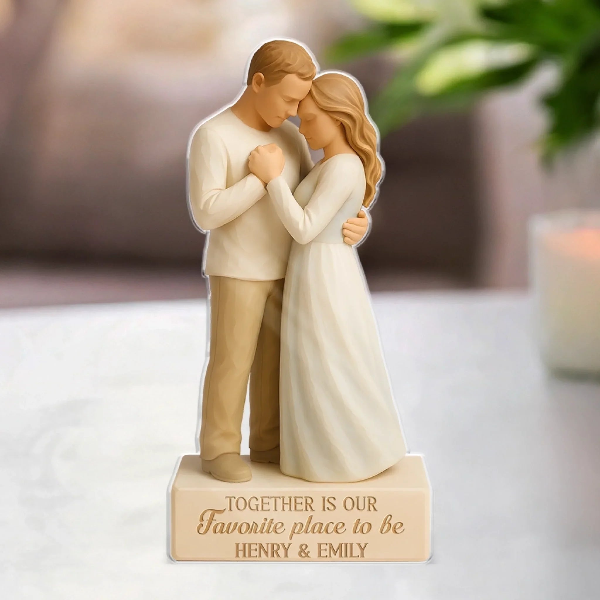 Custom Shaped Acrylic Plaque - Personalized Anniversary Wedding Gifts For Husband And Wife, Him And Her - Our Story, Our Happy Place