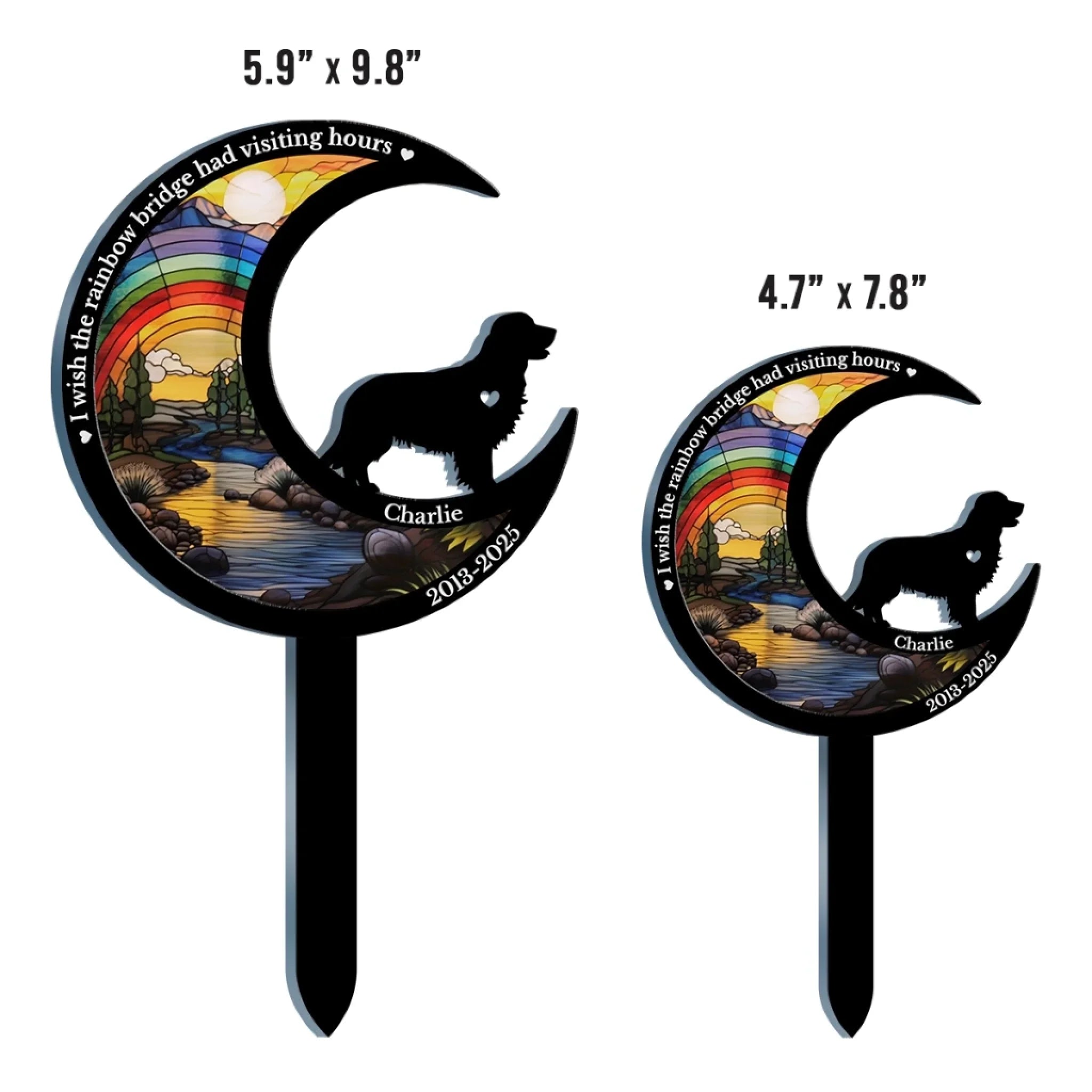 Custom Stain Glass Style Acrylic Garden Stake - Personalized Pet Memorial Gifts For Dogs - I Carry Your Love Wherever I Go