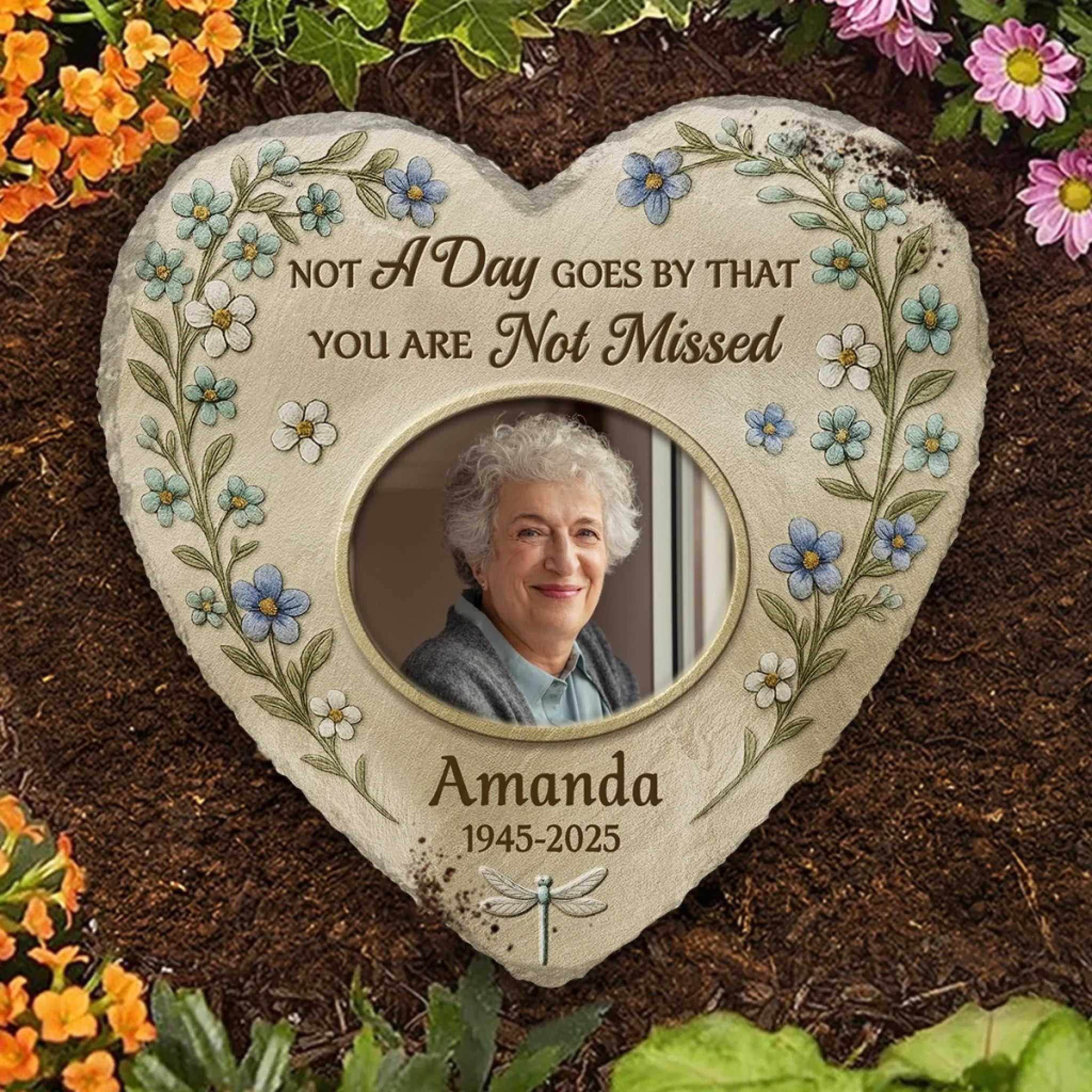Custom Photo Heart Shaped Memorial Stone - Personalized Memorial Sympathy Gifts For Loss Of Mom, Dad - Memories Last Forever