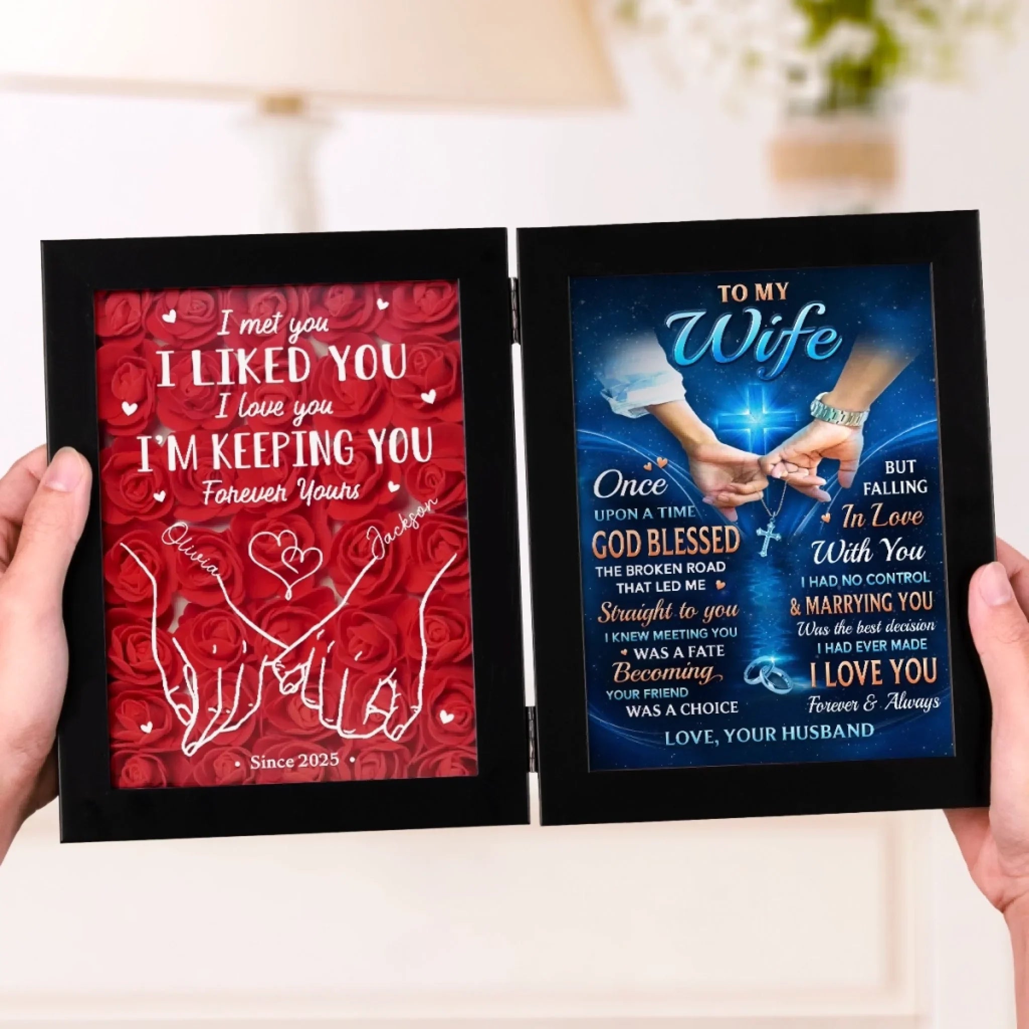 Custom Double Frame Flower Shadow Box - Personalized Anniversary Wedding Gifts For Husband And Wife, Him And Her - Till Our Final Breath