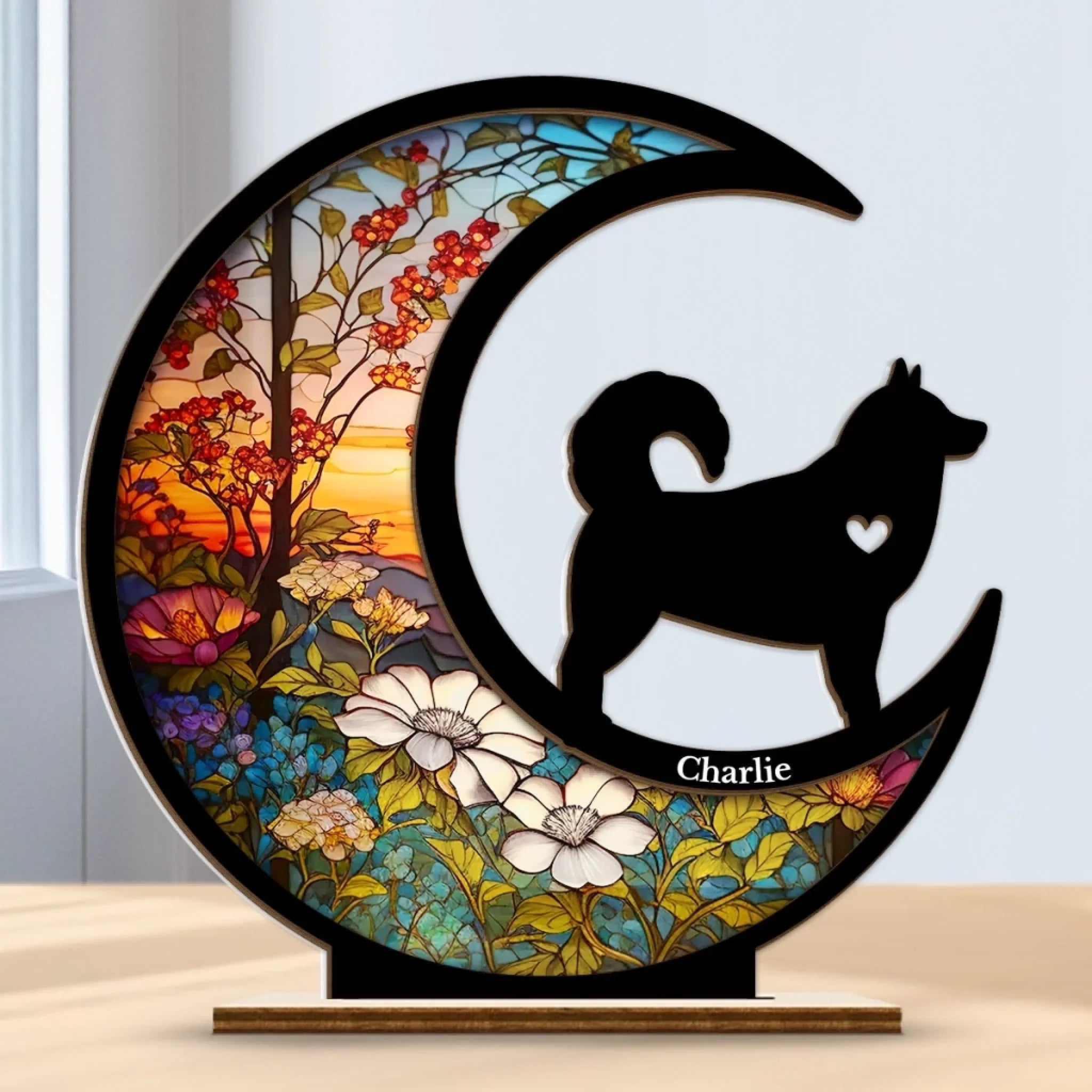 Custom Wood & Acrylic Plaque -  Personalized Pet Memorial Sympathy Gifts For Dogs - Paw Prints On My Heart