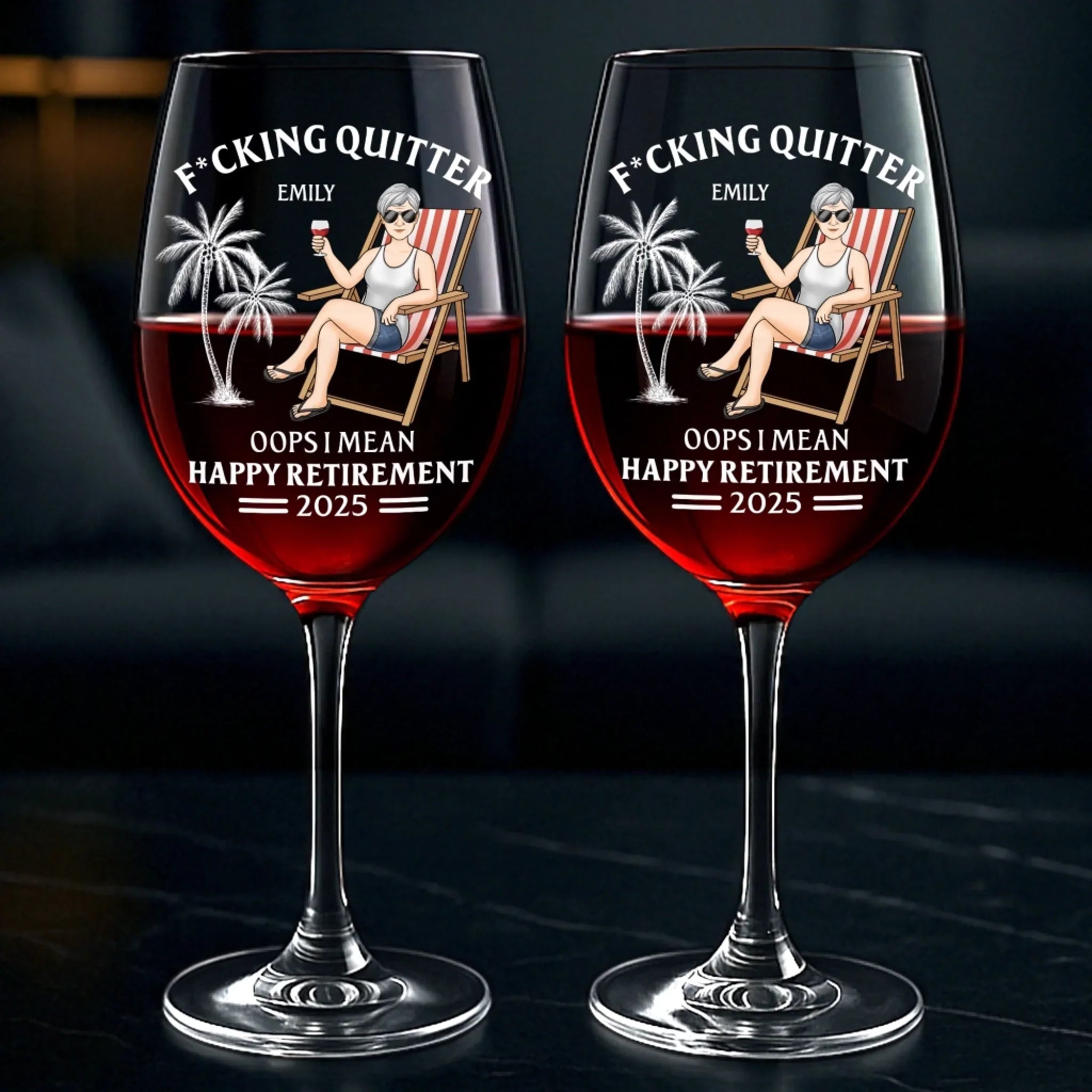 Custom Stemmed Wine Glass - Personalized Retirement Gifts For Women, Men - Relaxation Expert
