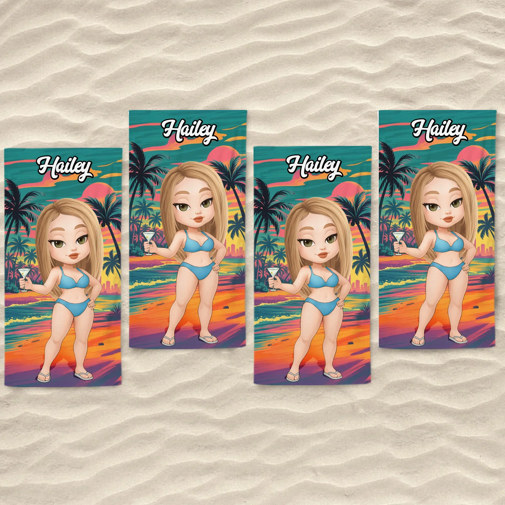 Custom Beach Towel - Personalized Summer Vacation And Travel Gifts For Women, Men - Sandy Toes, Sassy Nose