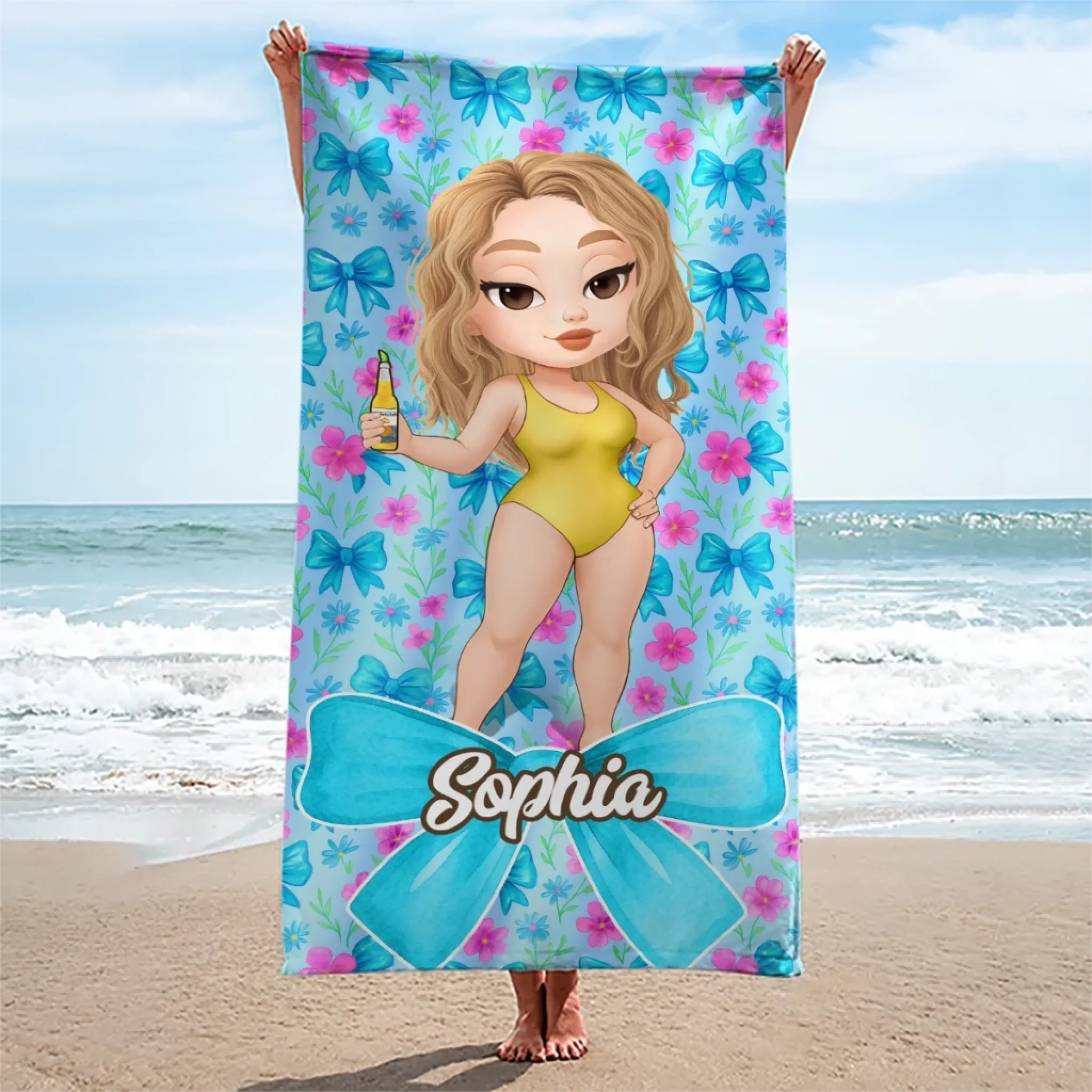 Custom Beach Towel - Personalized Summer Vacation And Travel Gifts For Women - Beach Days And Cocktails