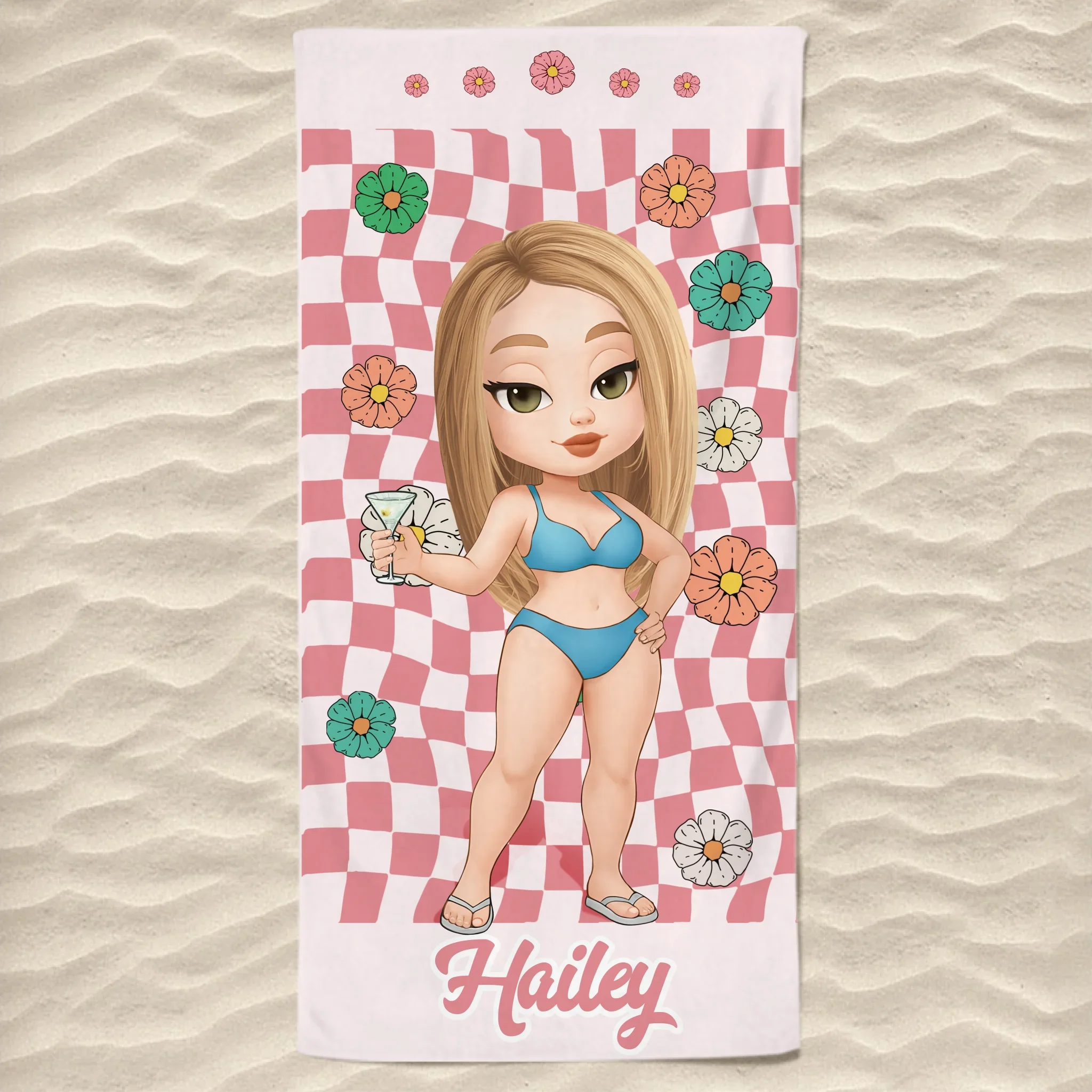 Custom Beach Towel - Personalized Summer Vacation And Travel Gifts For Women - Tropical Vibes All Day