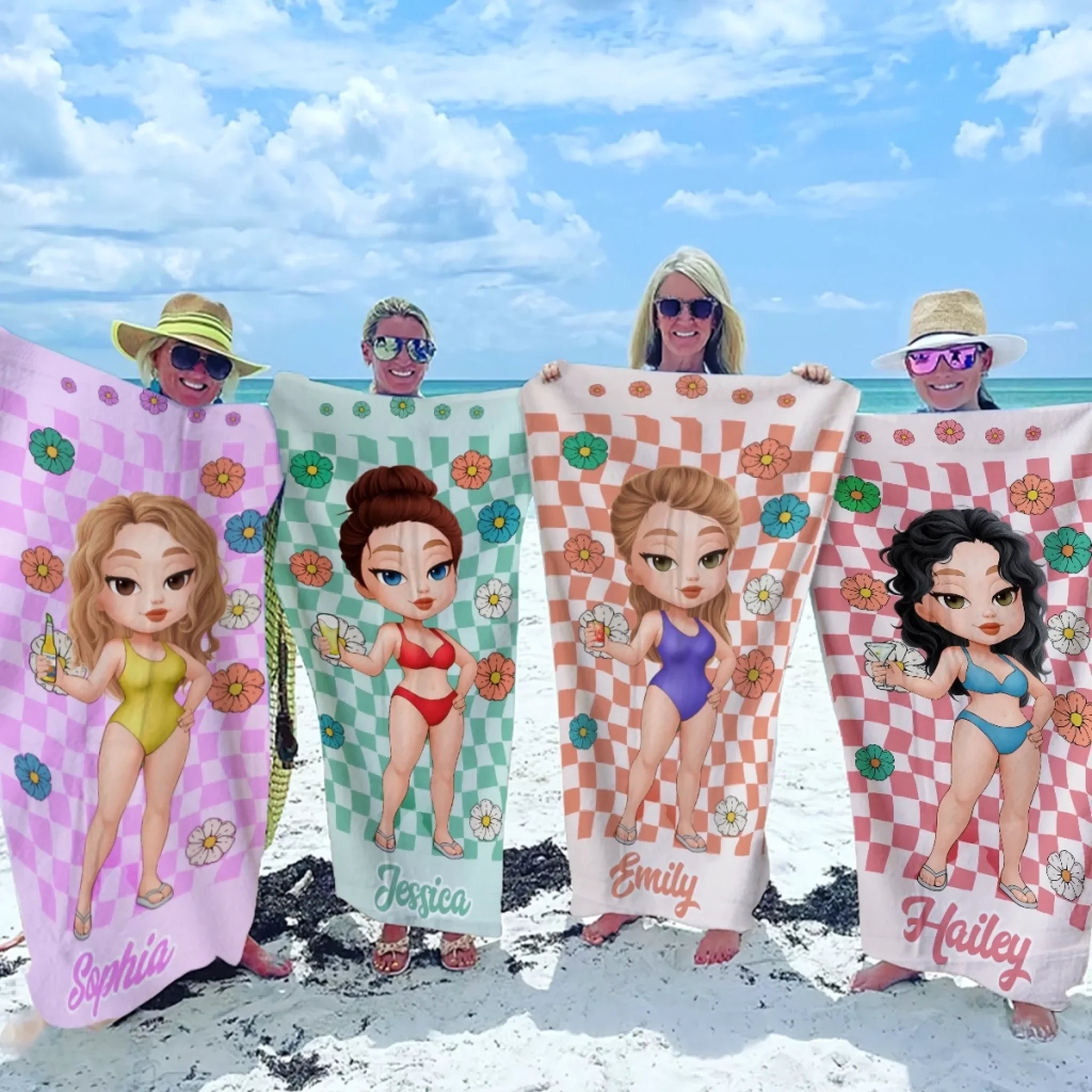 Custom Beach Towel - Personalized Summer Vacation And Travel Gifts For Women - Tropical Vibes All Day