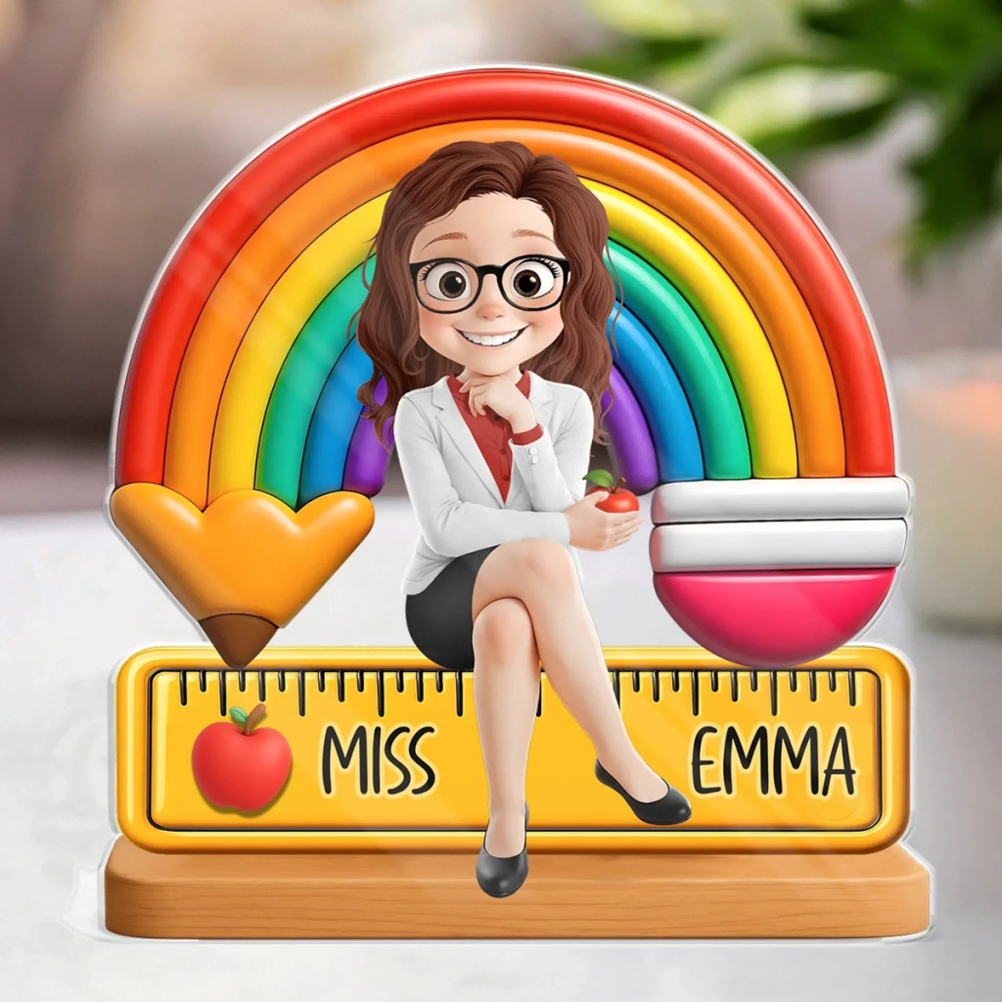 Custom Acrylic Plaque - Personalized Back To School Gifts For Teachers - Teaching Under A Rainbow Of Possibilities