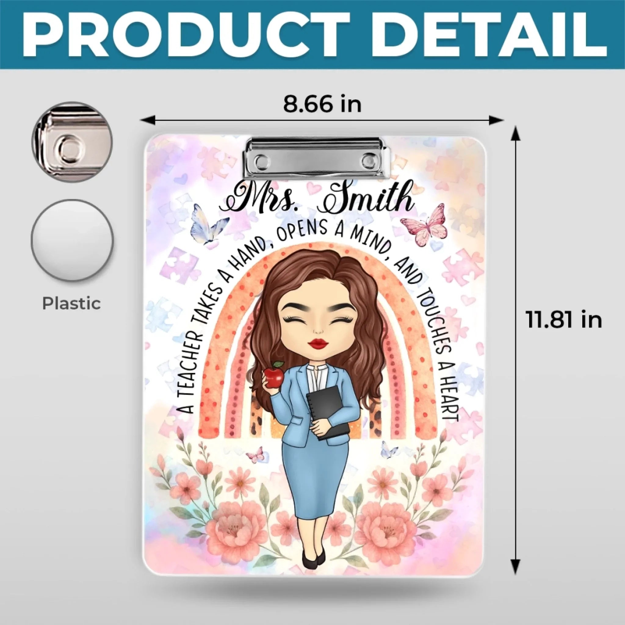 Custom Printed Acrylic Clipboard - Personalized Back To School Gifts For Teachers - Heartfelt Lessons Every Day