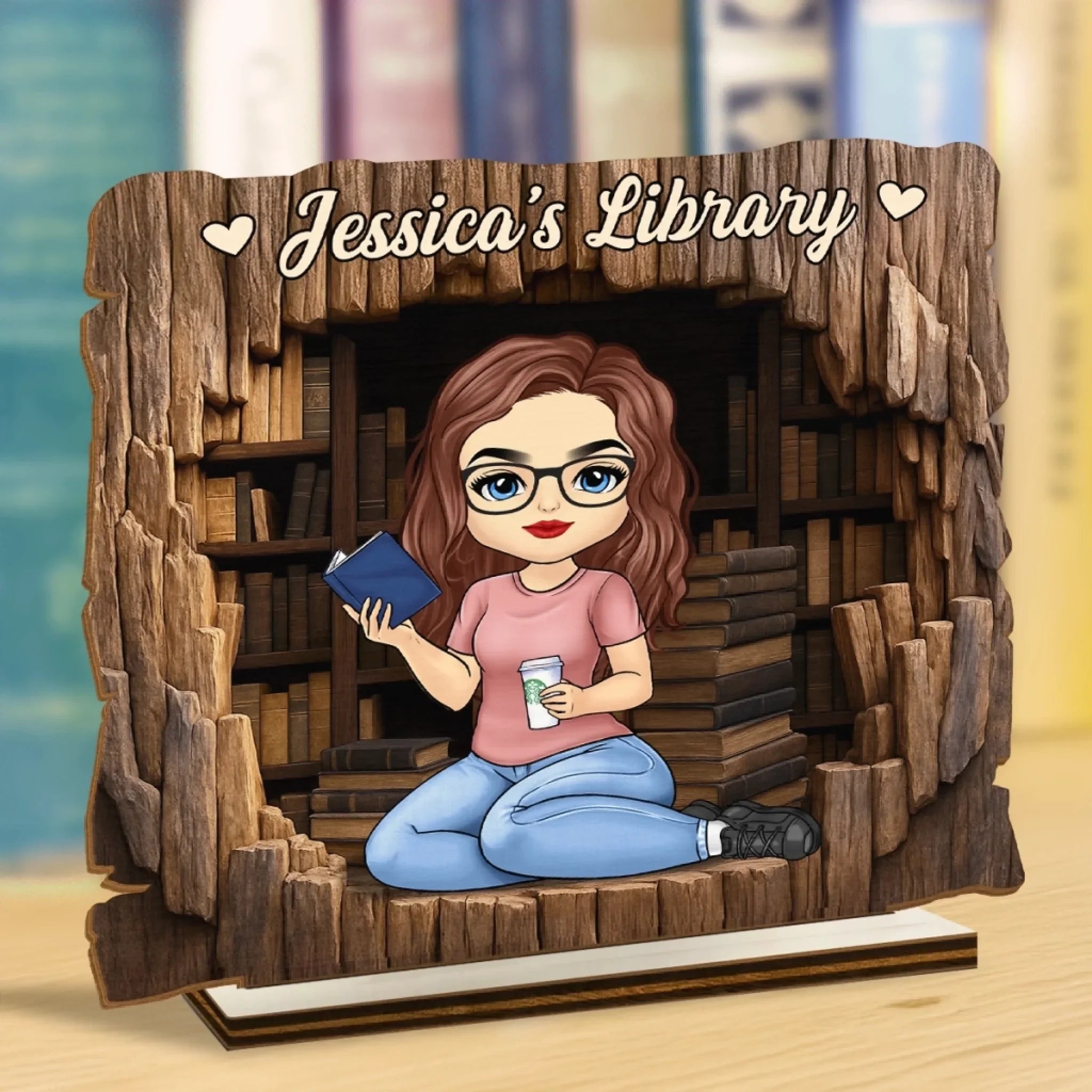 Custom Wooden Plaque - Personalized Book Gifts For Book Lovers - Welcome To My Book Nook - Desk Decor
