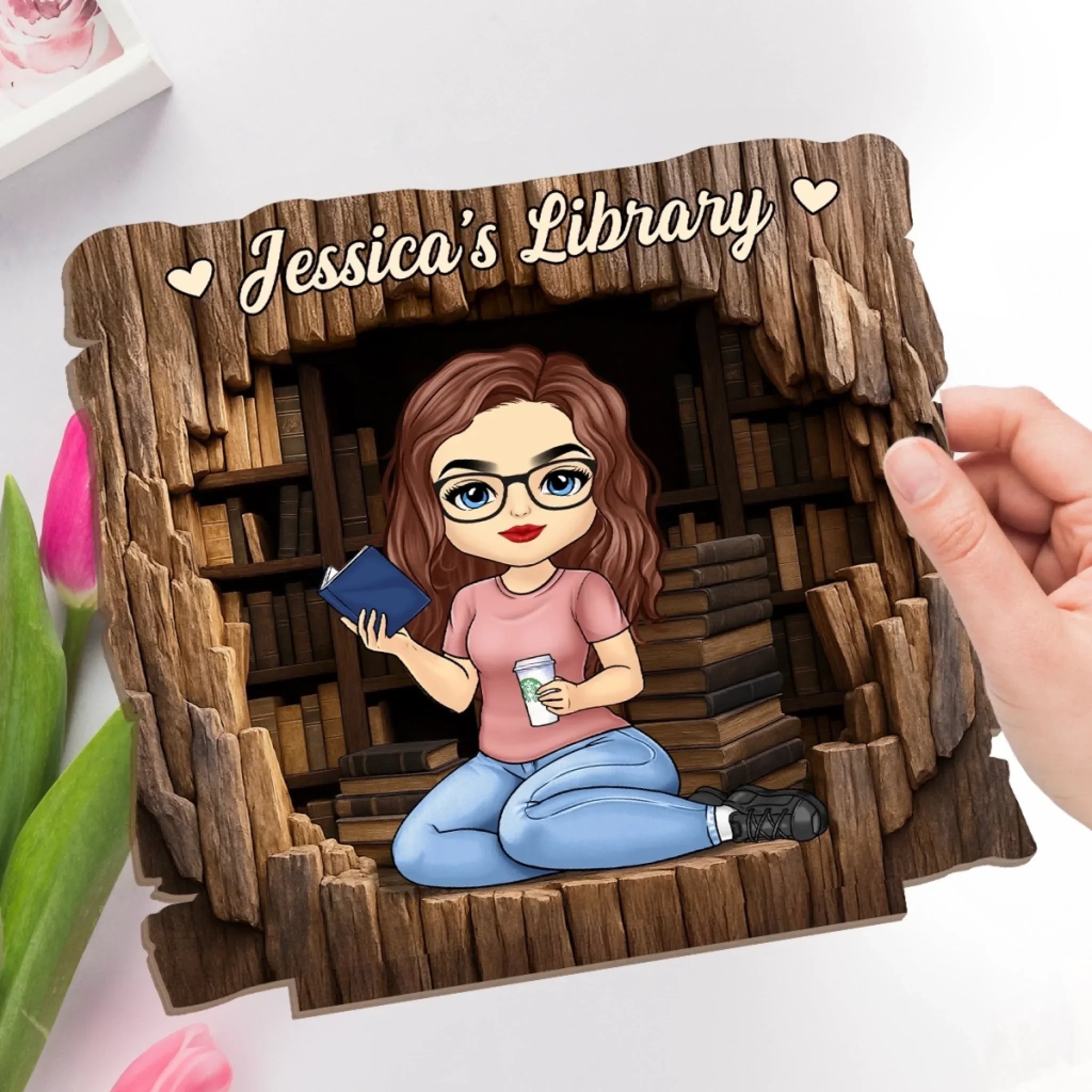 Custom Wooden Plaque - Personalized Book Gifts For Book Lovers - Welcome To My Book Nook - Desk Decor