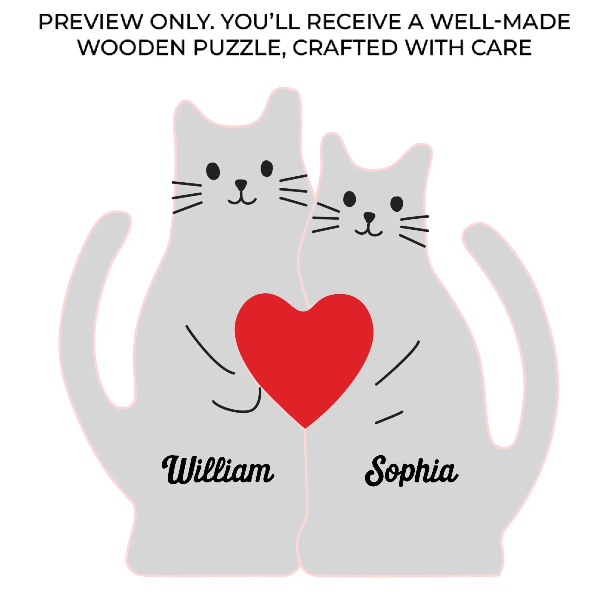 Custom Cat Shaped Wooden Art Puzzle - Personalized Anniversary Wedding Gifts For Husband And Wife, Him And Her - You’re The Purr To My Meow